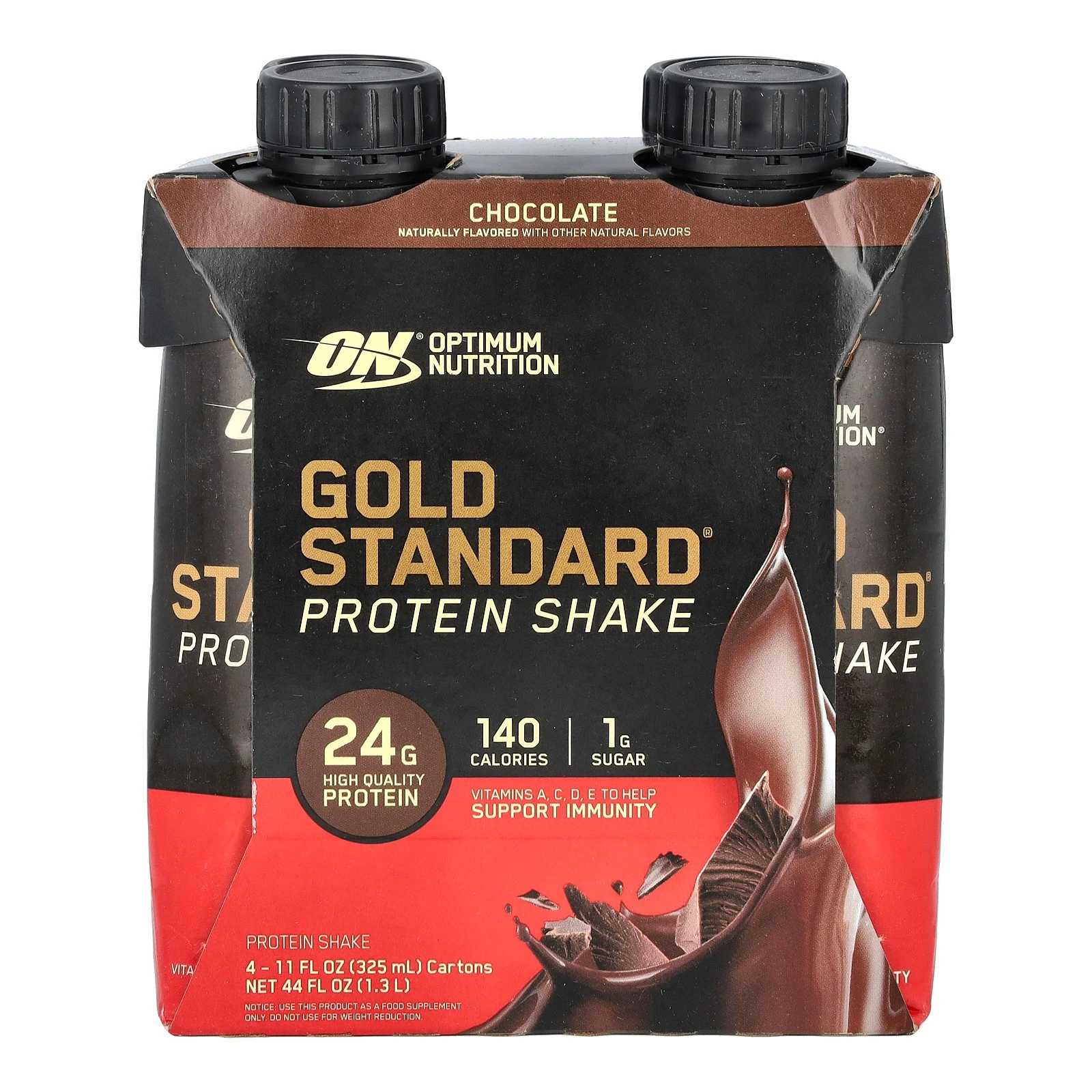 Gold Standard® Protein Shake, Chocolate, 4 Cartons, 11 fl oz (325 ml) Each
