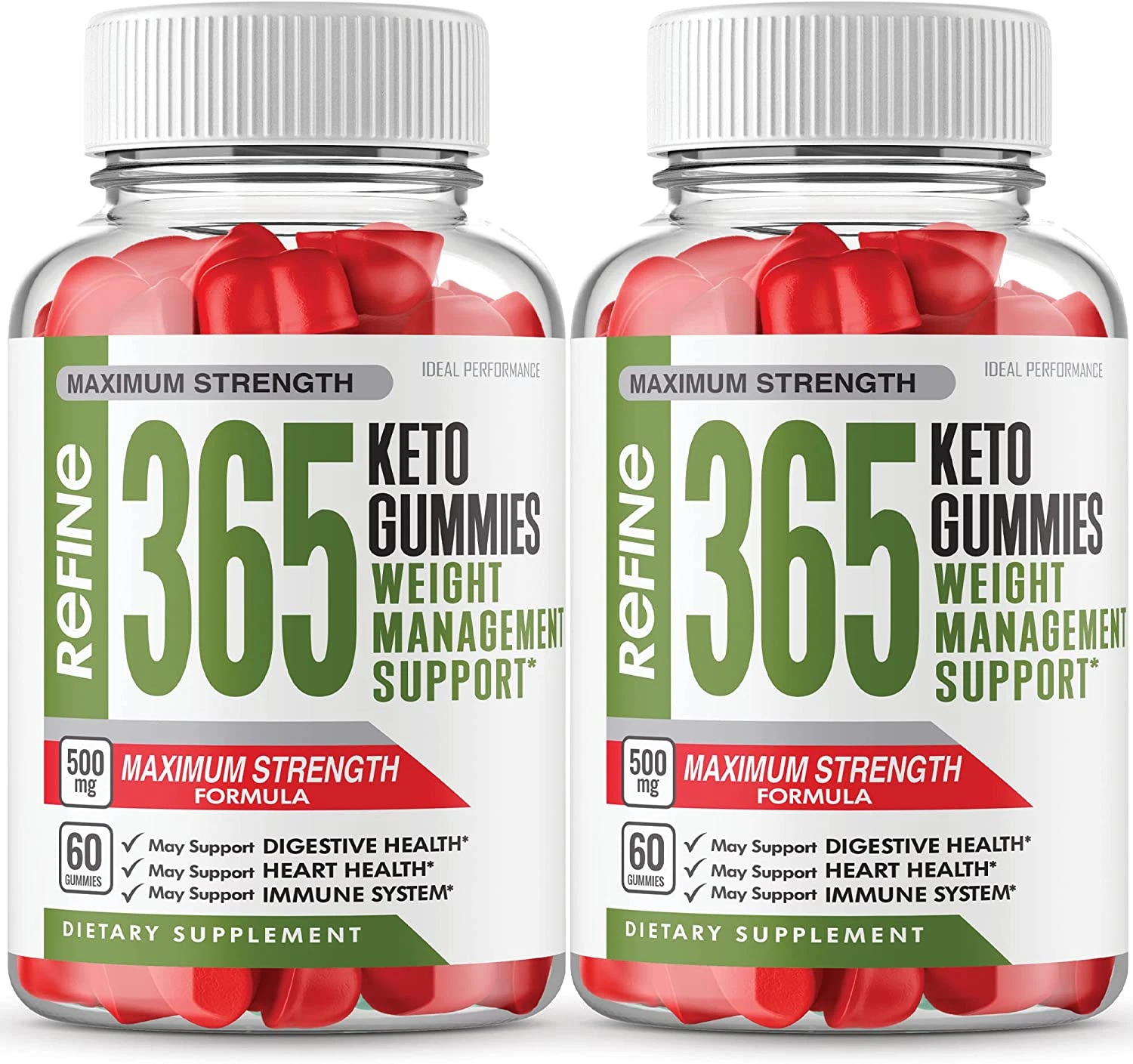 (2 Pack) Refine 365 Ketos Gummies Maximum Strength Fast Acting Gummy (120 Gummie