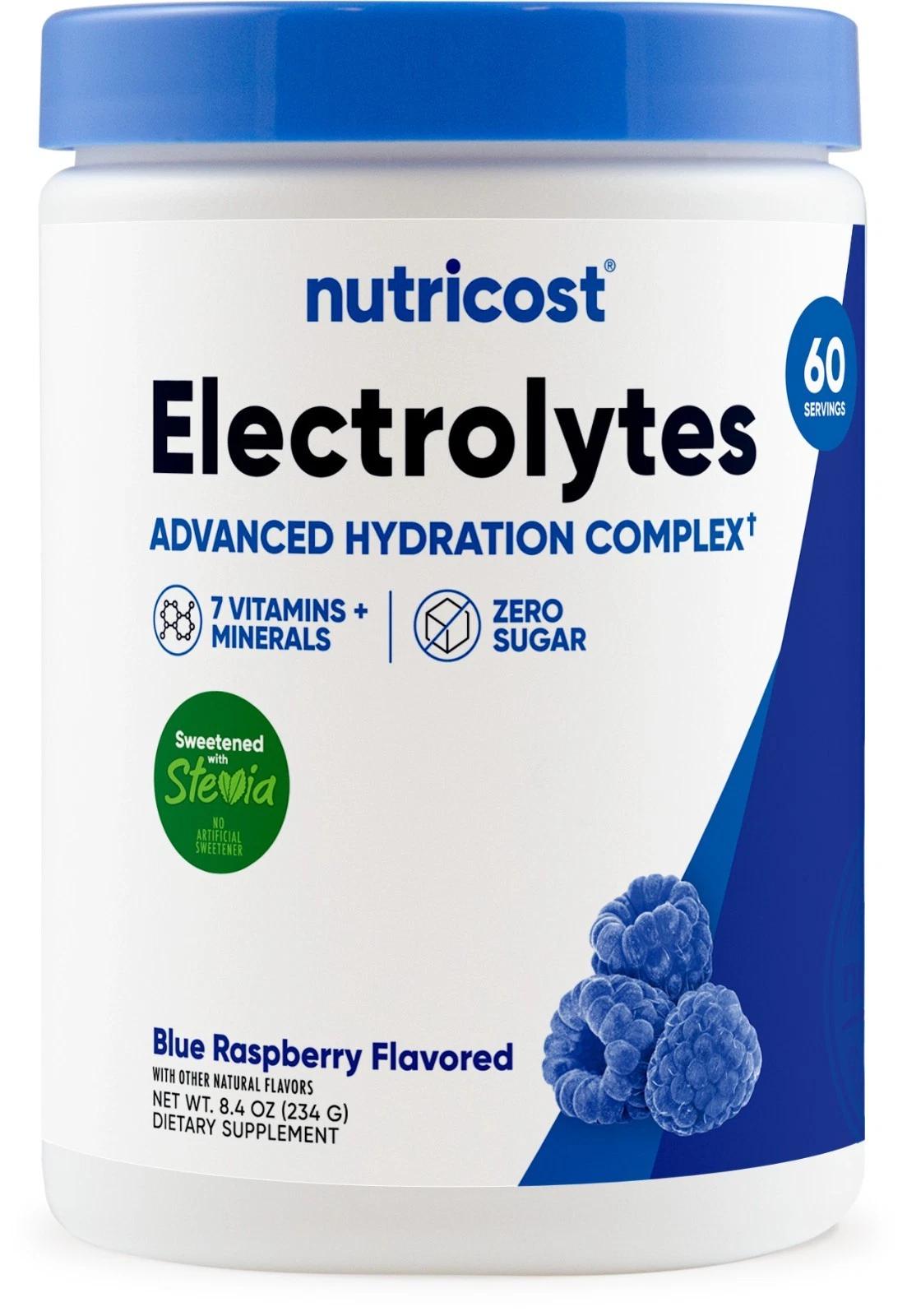 Nutricost Electrolyte Complex Hydration Powder (60 Servings, Blue Raspberry)