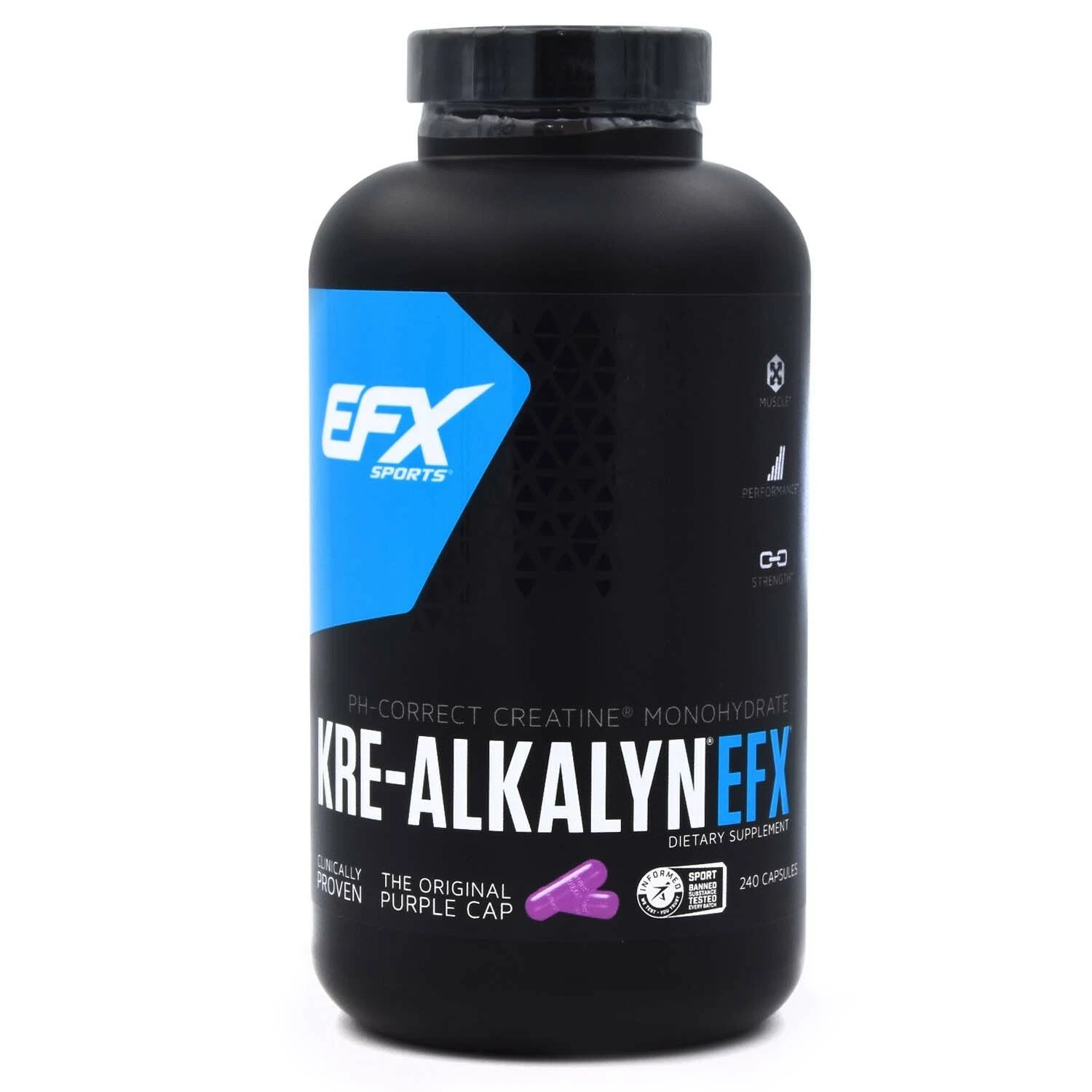 EFX Sports Kre-Alkalyn - 100% pH-Correct Creatine Monohydrate (240 Capsules)