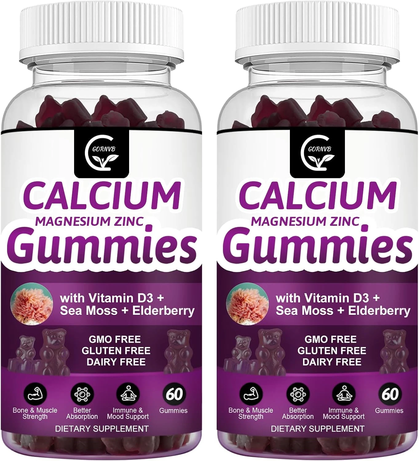 Calcium Magnesium Zinc Gummies with High Absorption Magnesium Glycinate Potassiu