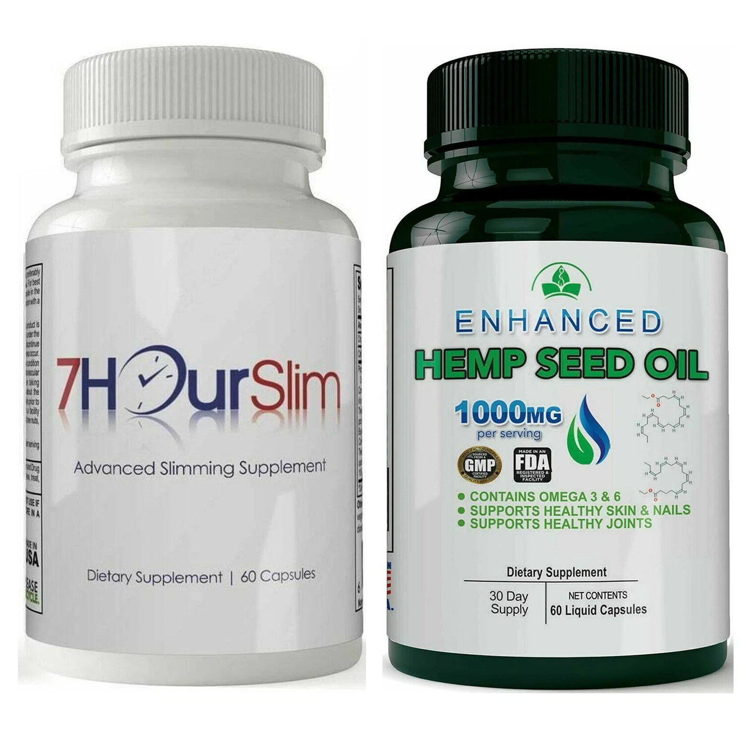 7Hour Slim Weight Loss Pills & Hemp Seed Healthy Skin Nails Joint Supplements