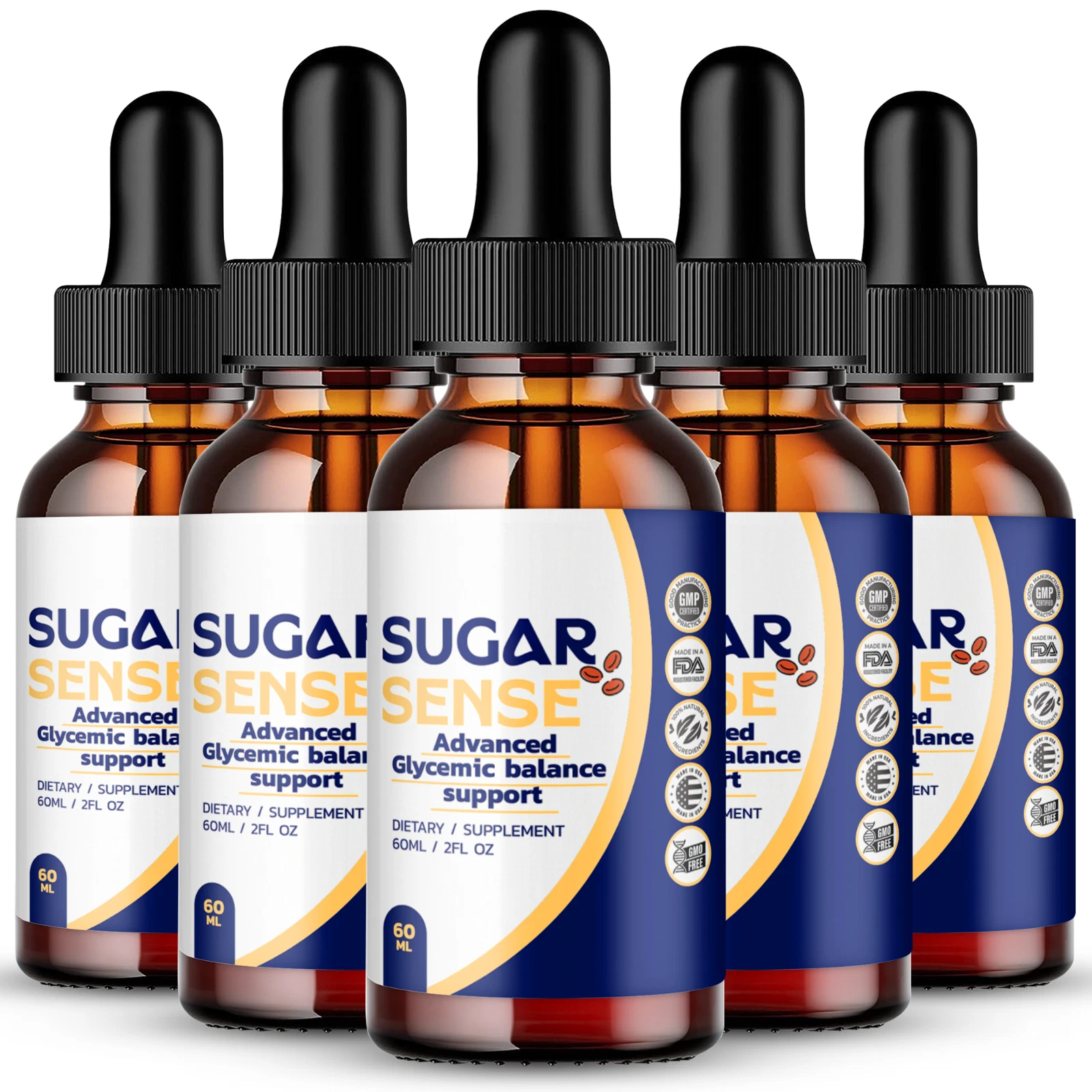(5 Pack) Sugar Sense Drops to Support Stable Blood Pressure and Sugar Levels