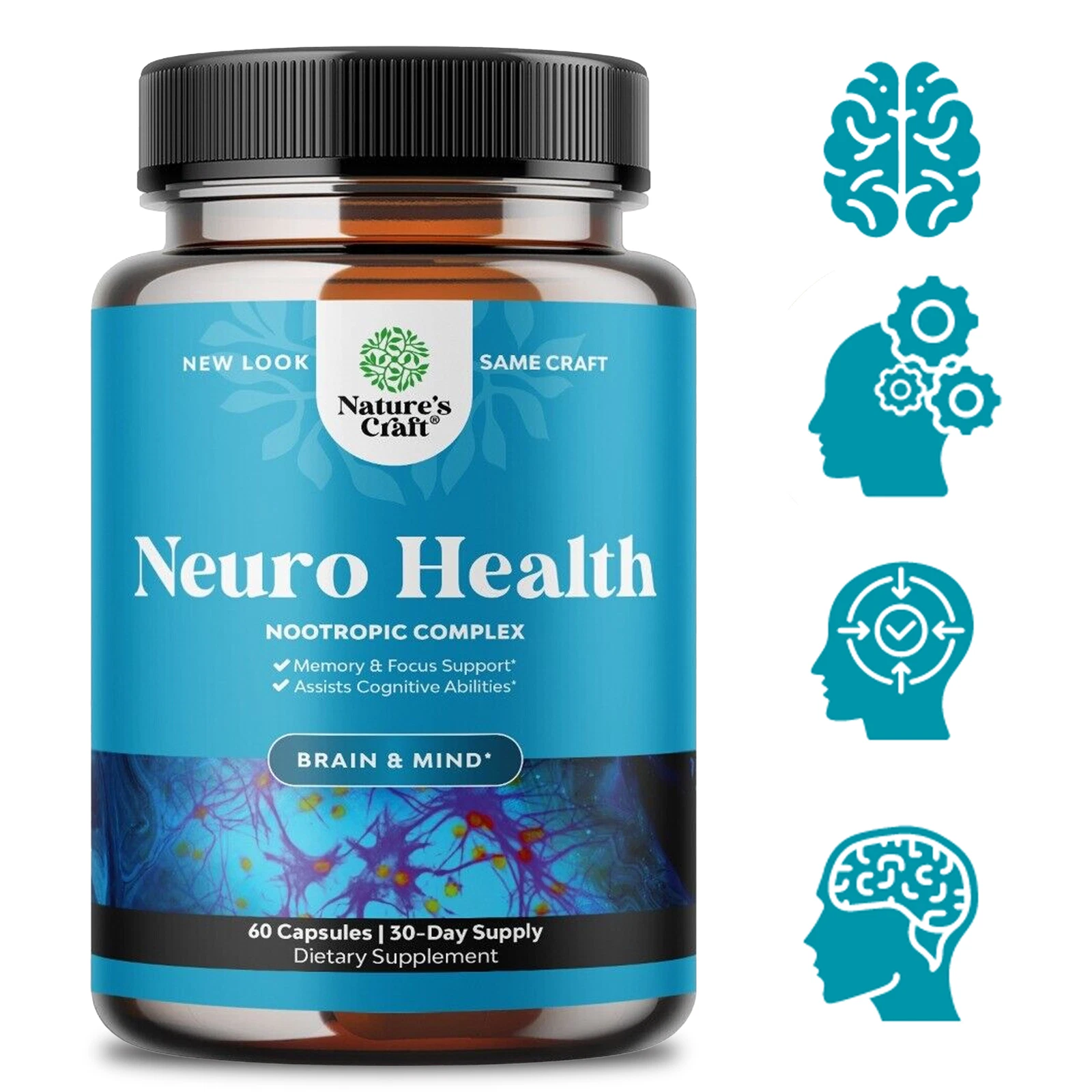 Nature's Craft Neuro Health -Brain Boost Support Focus Memory Mental Performance