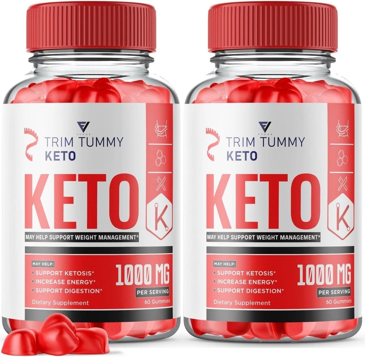 (2 Pack) Trim Tummy Keto ACV Gummies | Trimmer Detox Cleanse (120 Ct) EXP 7/25