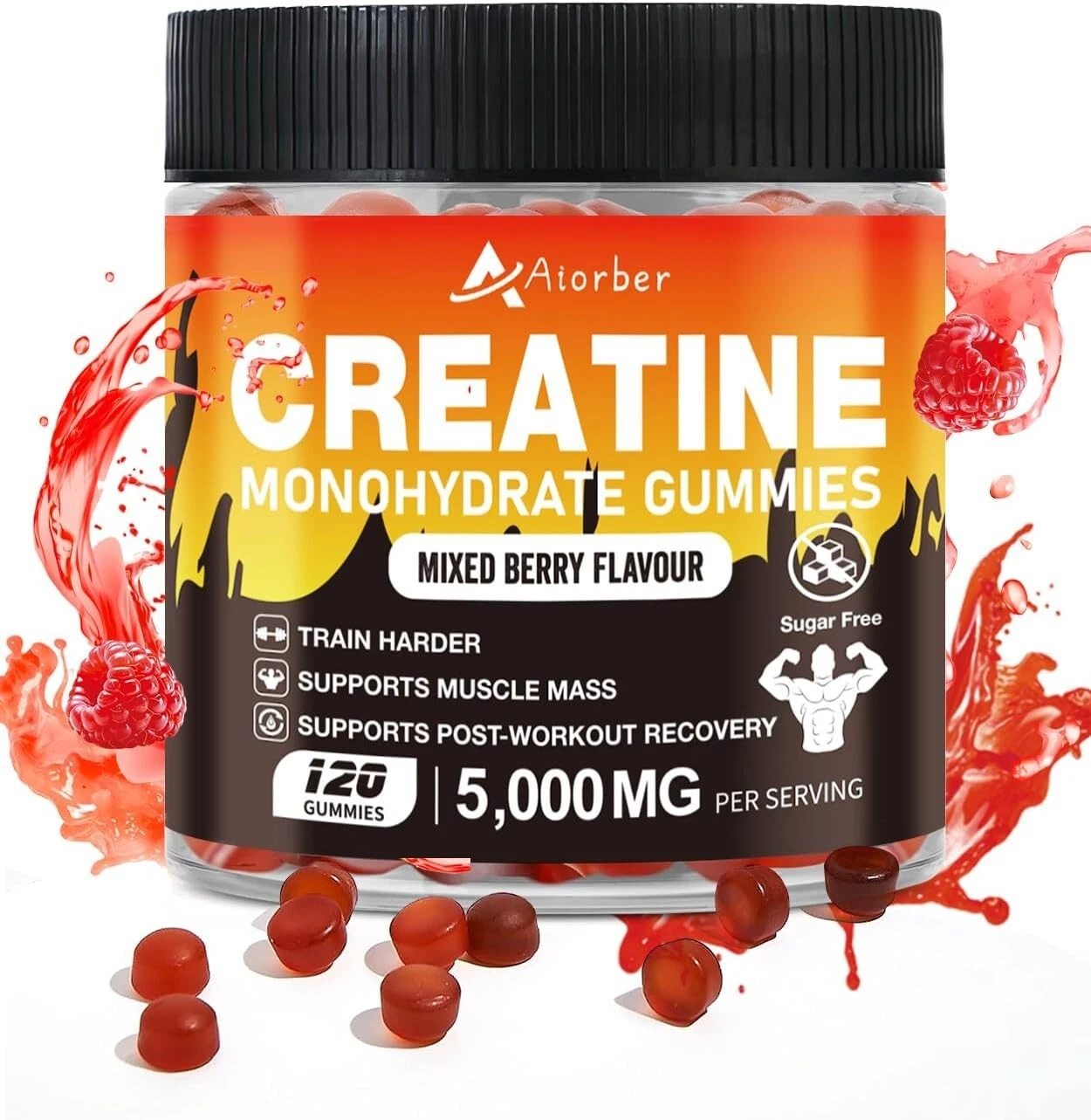 Creatine Monohydrate Gummies - 5gr Per Serving - Sugar Free - Mixed Berry Flavor