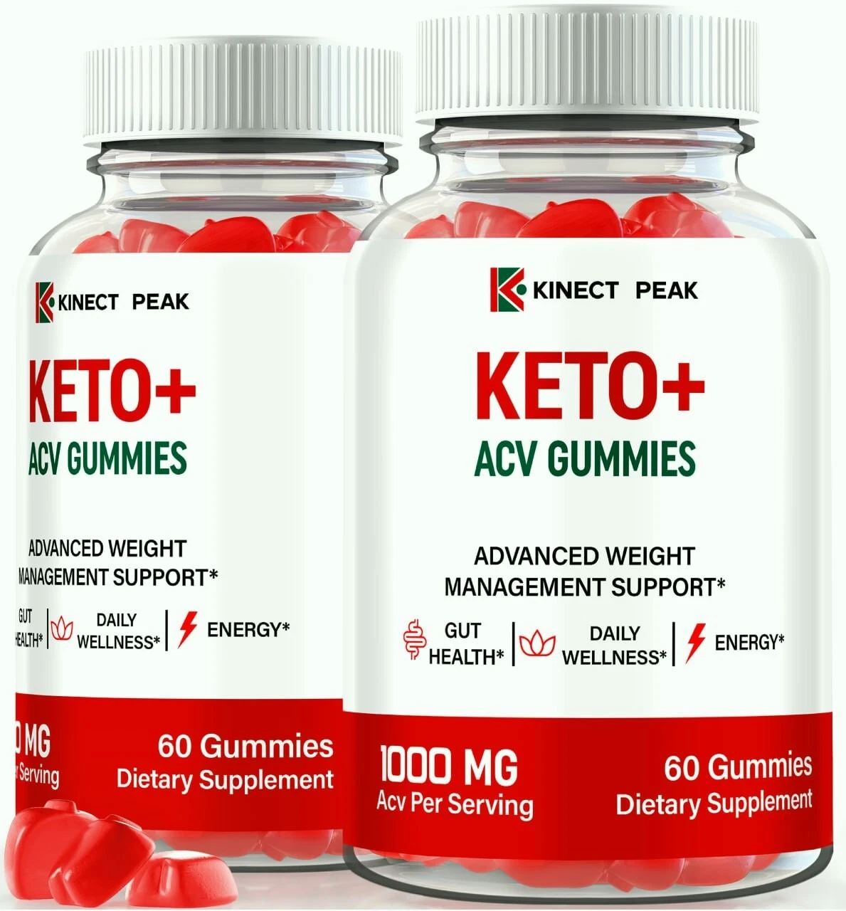 (2 Pack) Kinect Peak Keto+ ACV Gummies, Weight Loss Gummy to Burn Fat for Energy