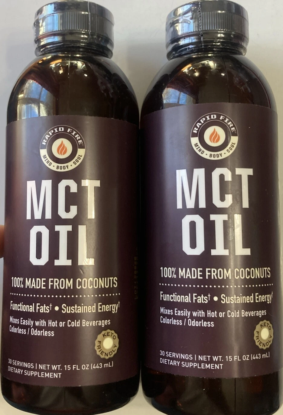 Rapid fire MCT Oil 100% Made from Coconuts Dietary Supplements 15 oz Lot Of 2