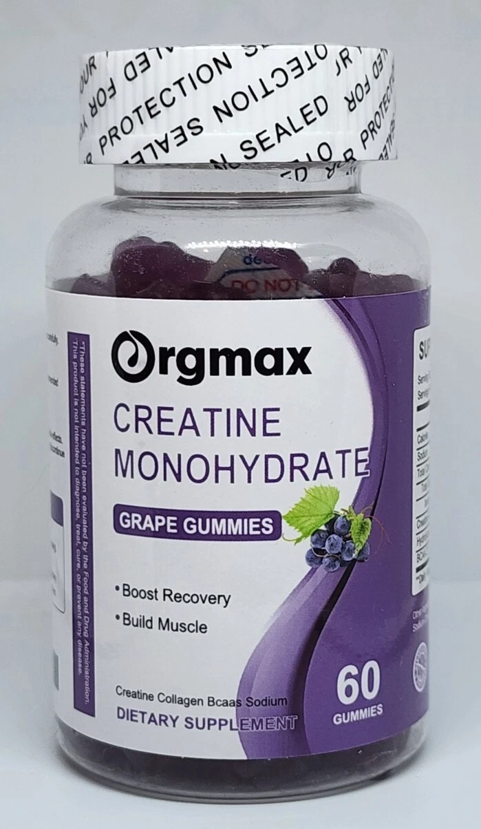 Orgmax Creatine Monohydrate Gummies 60 Count Grape Flavor New Exp. 11/2025