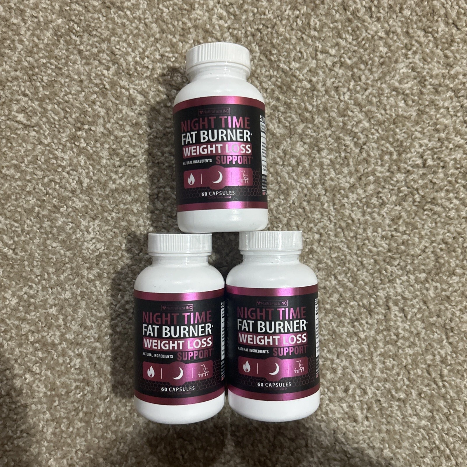 NuttraFaza 3-pack Night Time Belly Fat Burner Weight Loss Support 120 Caps