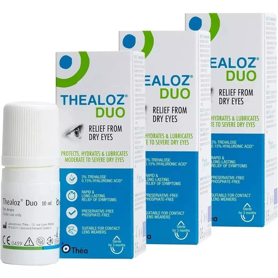 Thealoz Duo Eye Drops for Dry Eyes. 3 Packs x 10 ml. Exp 2+ Years. US shipping.