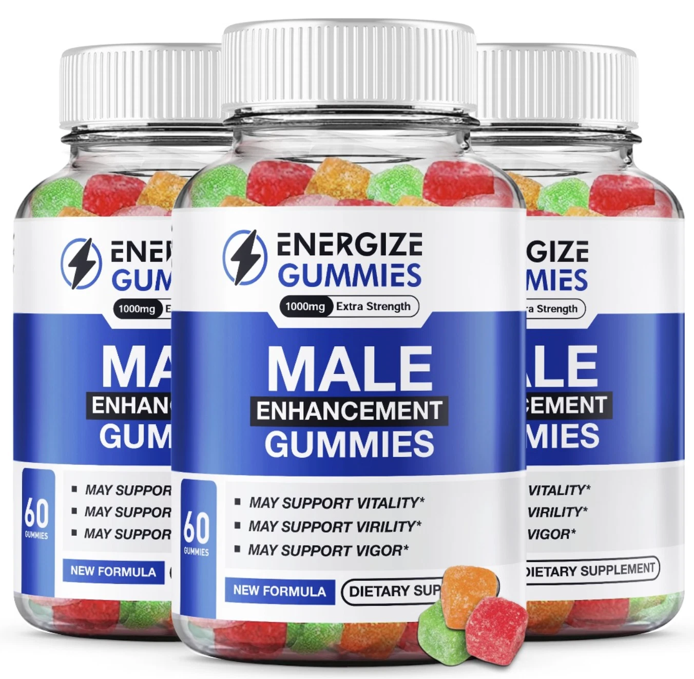 (3 Pack) Energize Male Gummies, Gummy for Men to Support Vitality and Virility
