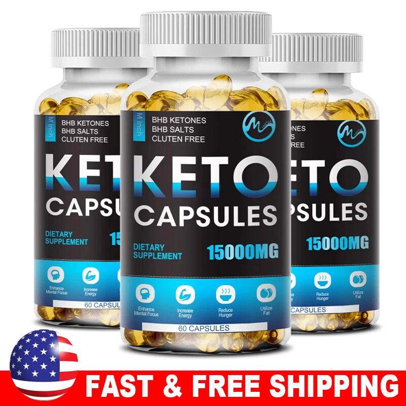 3 X KETO BHB 15000mg Diet Pills Ketone FAT BURNER Weight Loss Diet Pills Ketosis