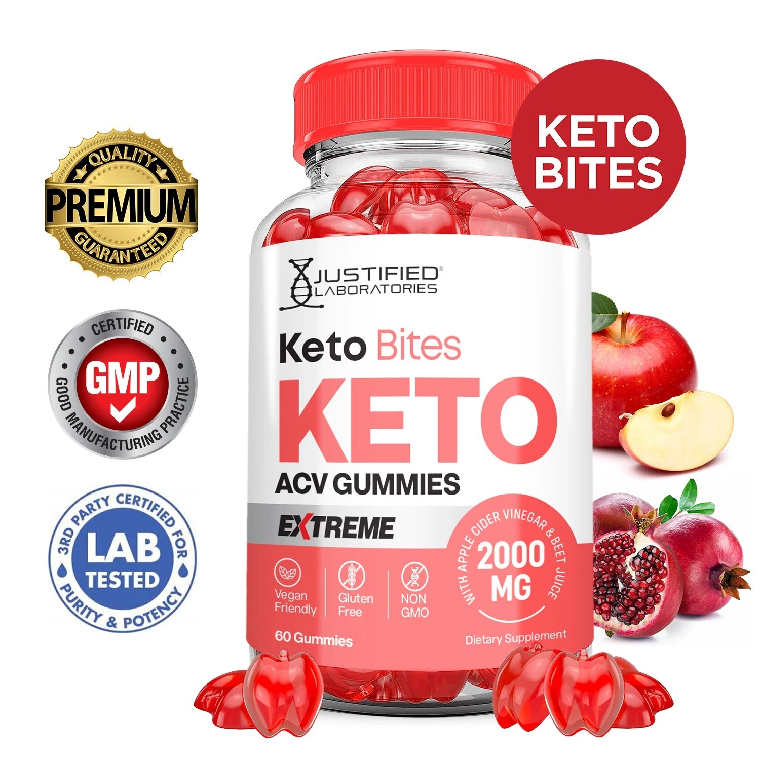 Keto Bites Extreme ACV Gummies 2000MG Apple Cider Vinegar 60 Gummys