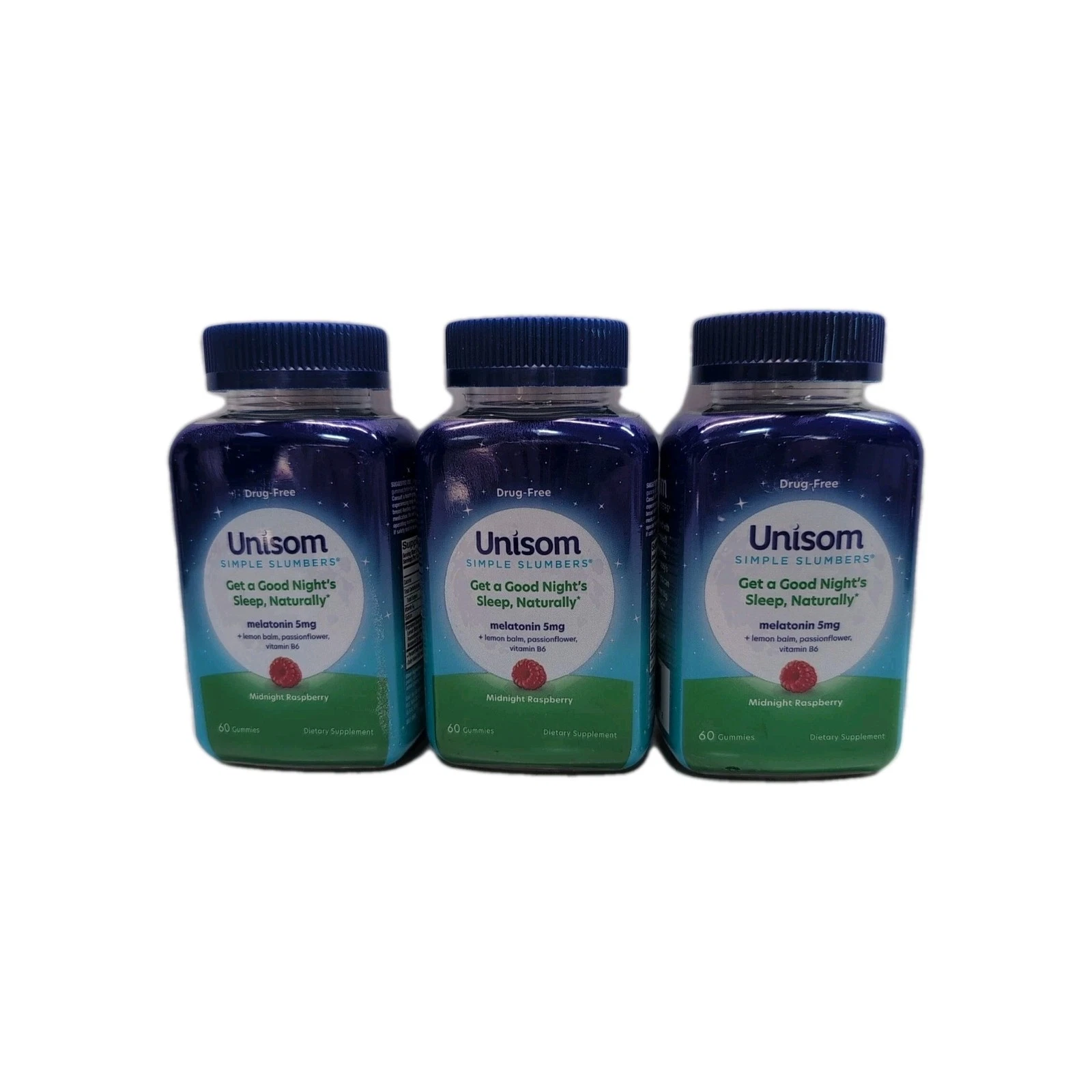 (3) Unisom Simple Slumbers Gummies Melatonin 5 mg 60 Ct Midnight Raspberry 2/26
