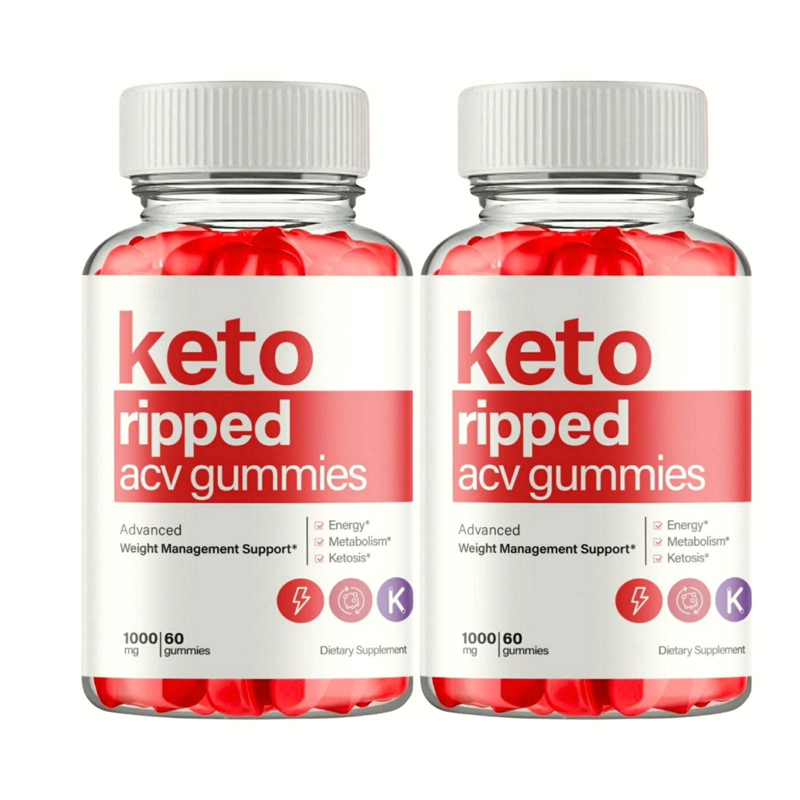 2-Pack Keto Ripped Gummies, KetoRipped Keto ACV Gummies Weight Loss -120 Gummies