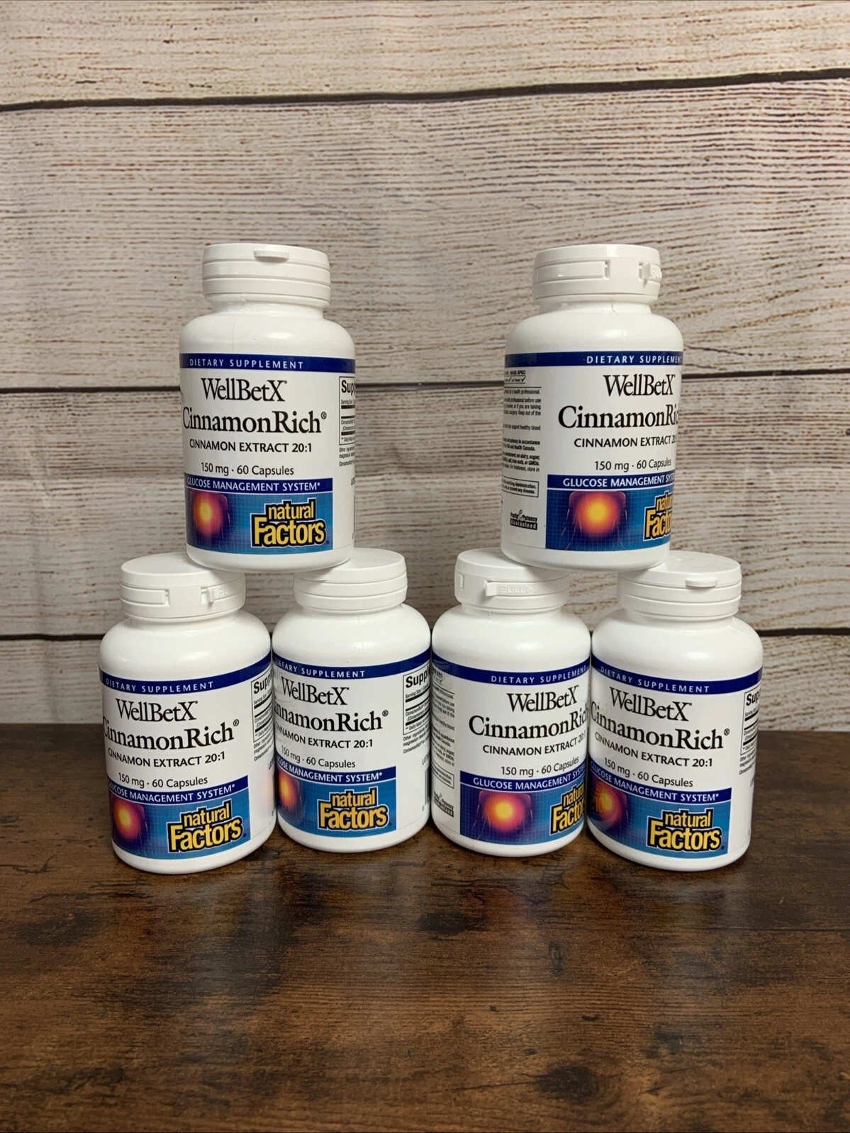 Natural Factors WellBetX CinnamonRich 20:1 Extract 60 Capsules LOT OF 6 11/27+