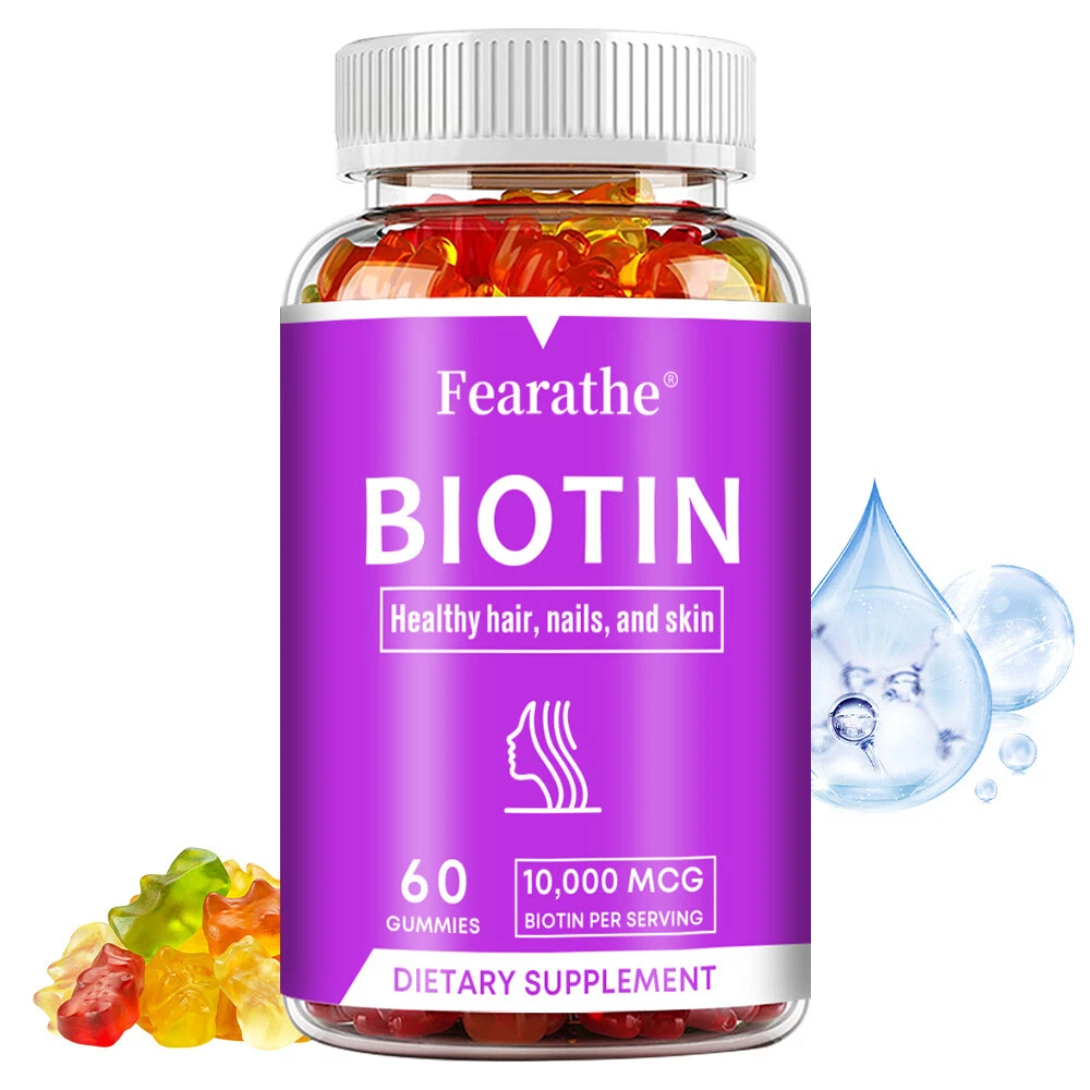 Biotin 10 000 mcg Maximum Strength High Potency 60 Gummies Hair Skin and Nails