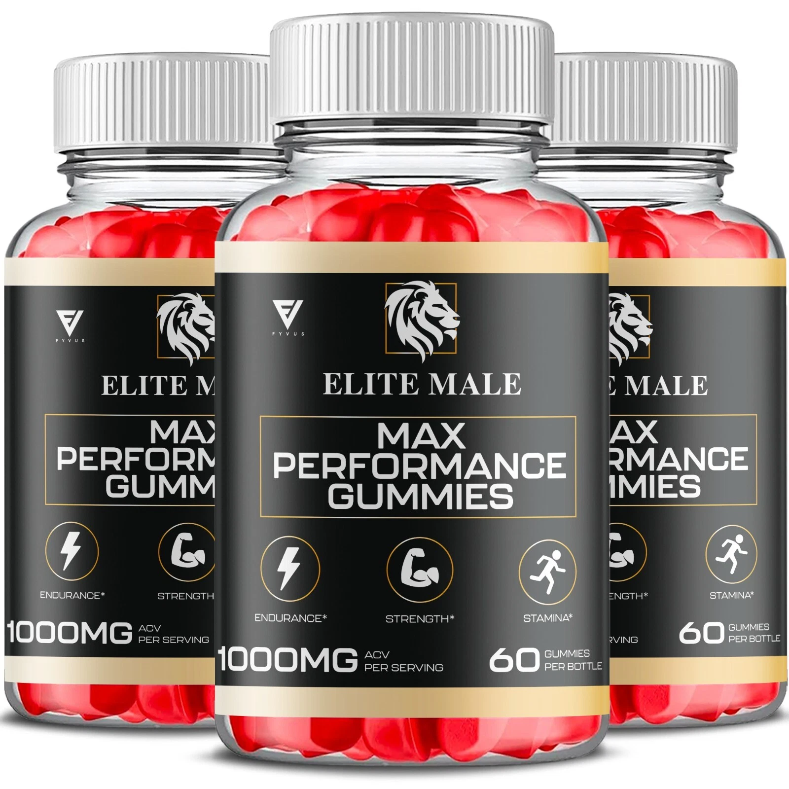 (3 Pack) Elite Male Gummies EliteMale Max Performance Supplement (180 Gummies)