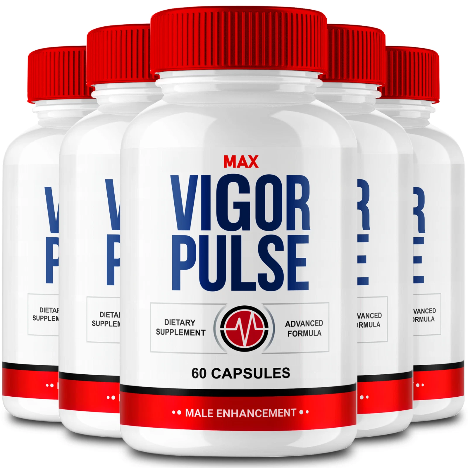 (5 Pack) Max Vigor Pulse Male Health Support, Stamina Boost Pills (300 Capsules)