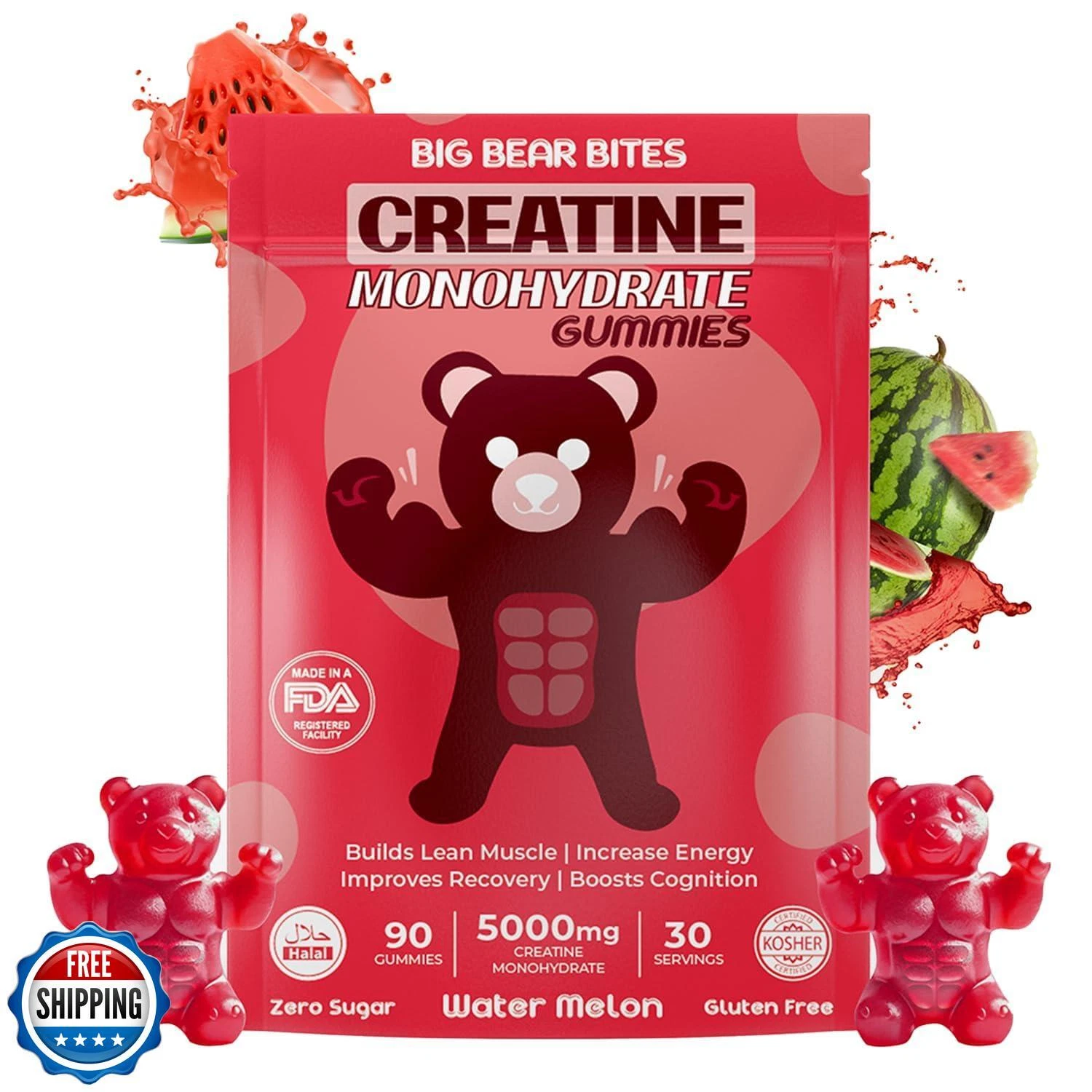 Creatine Monohydrate Gummies for Men and Women | 5000mg of Creatine Gummies p