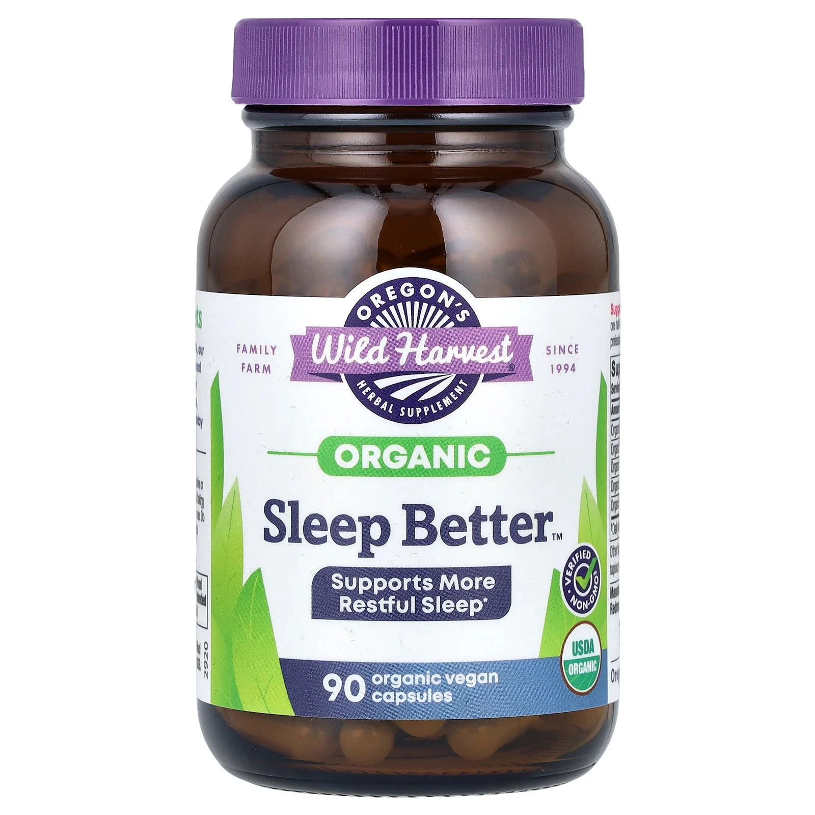 Oregon s Wild Harvest Sleep Better 90 Non-GMO Veggie Caps Dairy-Free,