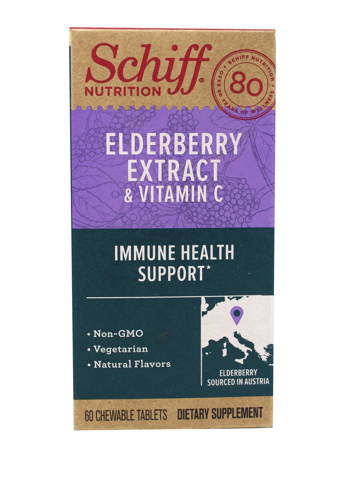 Schiff Nutrition Elderberry Extract & Vitamin C Tablets 60Ct (Pack of 3)