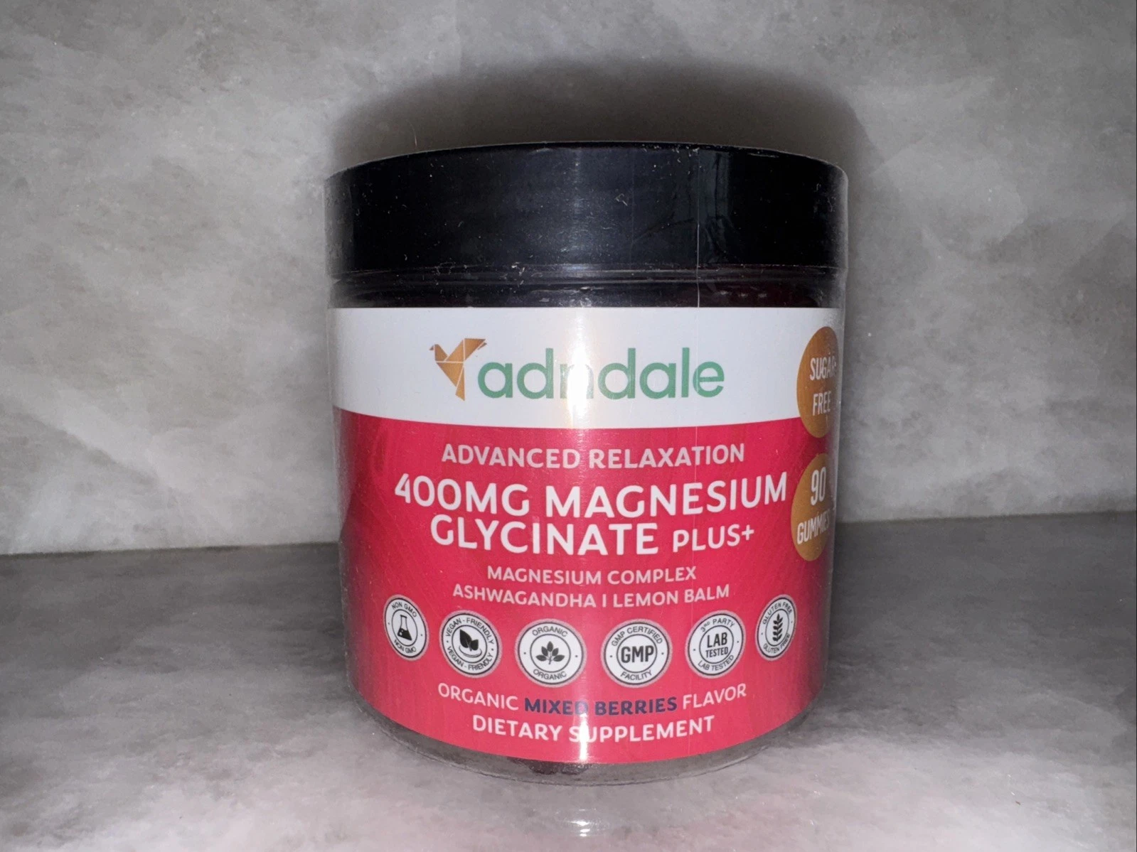 90 CT Magnesium Glycinate Gummies 400 mg/Serv - with Ashwagandha Magnesium Ma...