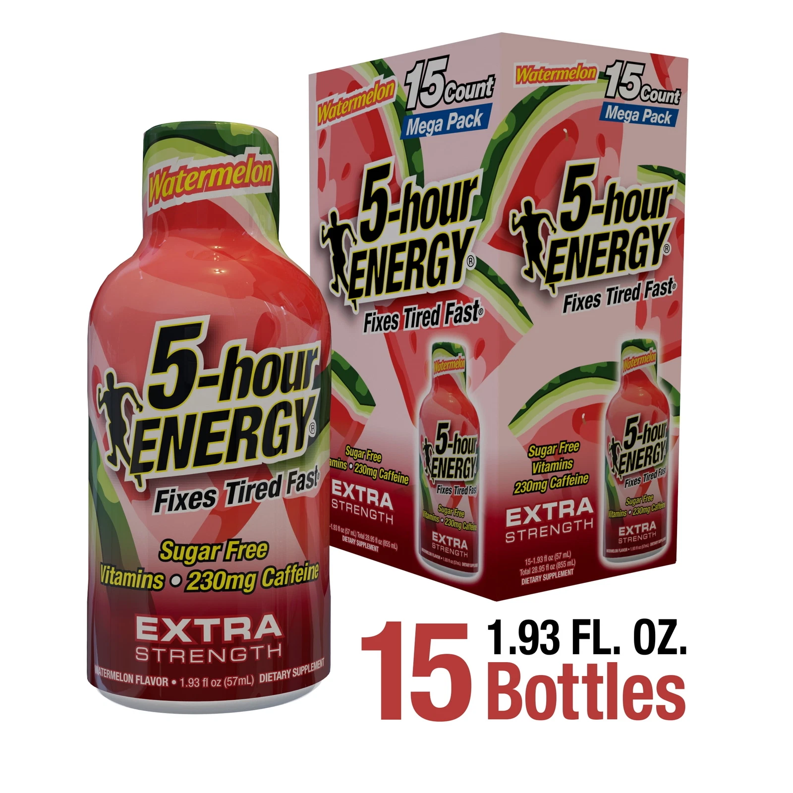 5-hour ENERGY Shot, Extra Strength, Watermelon, 15 Count