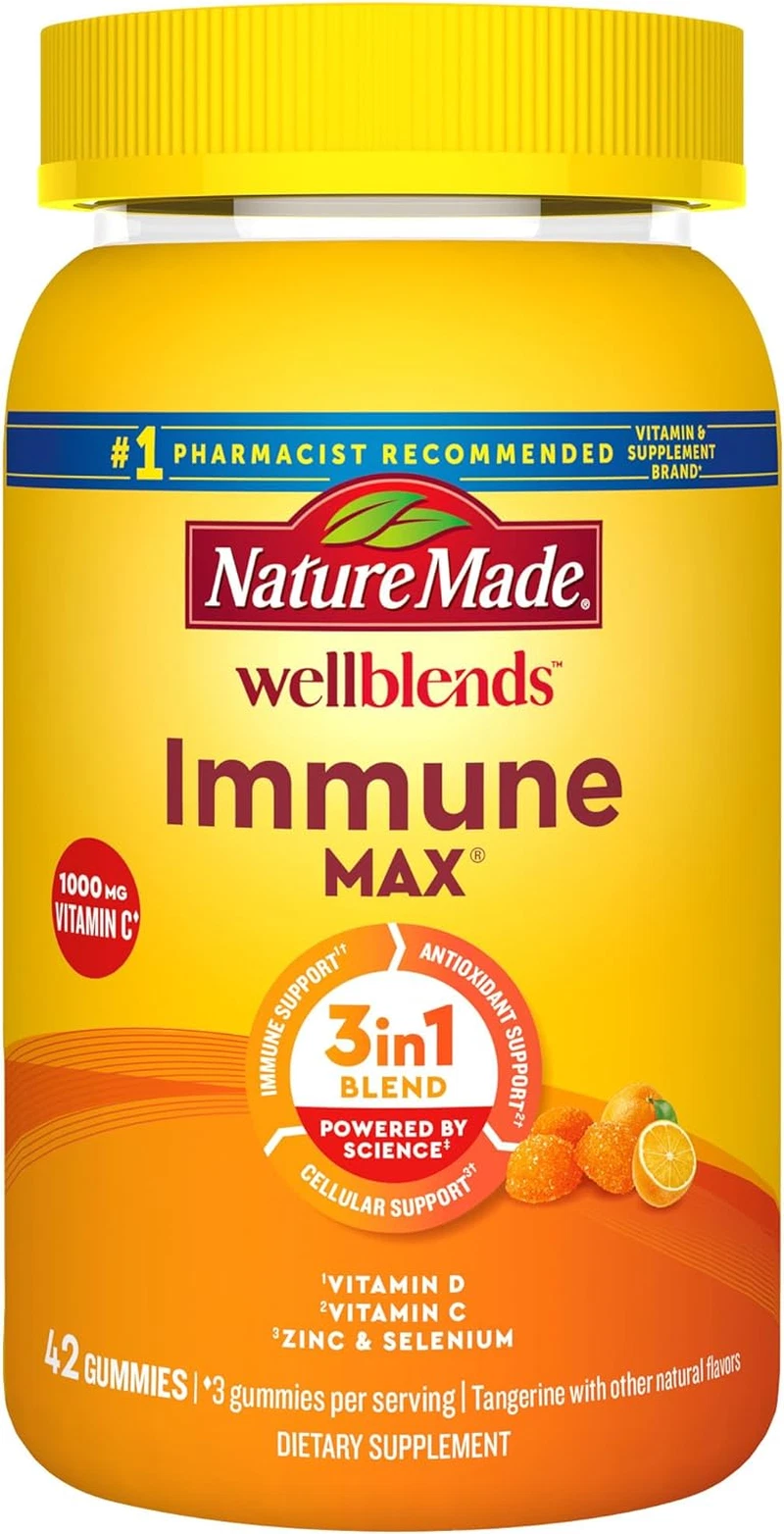 Nature Made Wellblends Immunemax Gummies, Vitamin C 1000Mg + Zinc, Selenium, & V