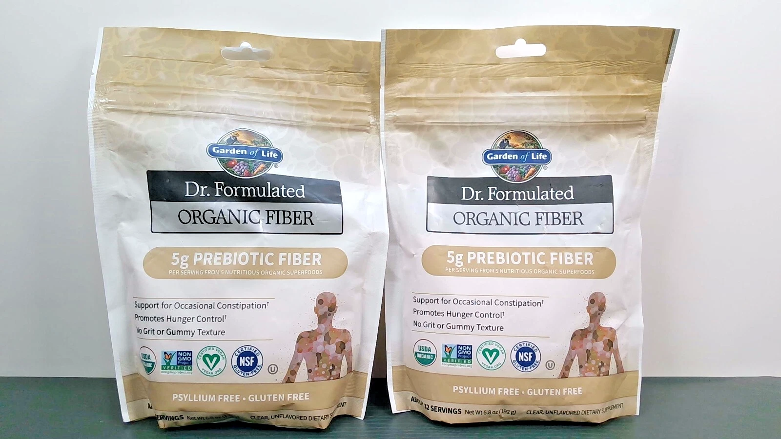 2 Lot - Garden of Life Organic Prebiotic Fiber - Clear/Unflavored - 6.8oz - 9/25