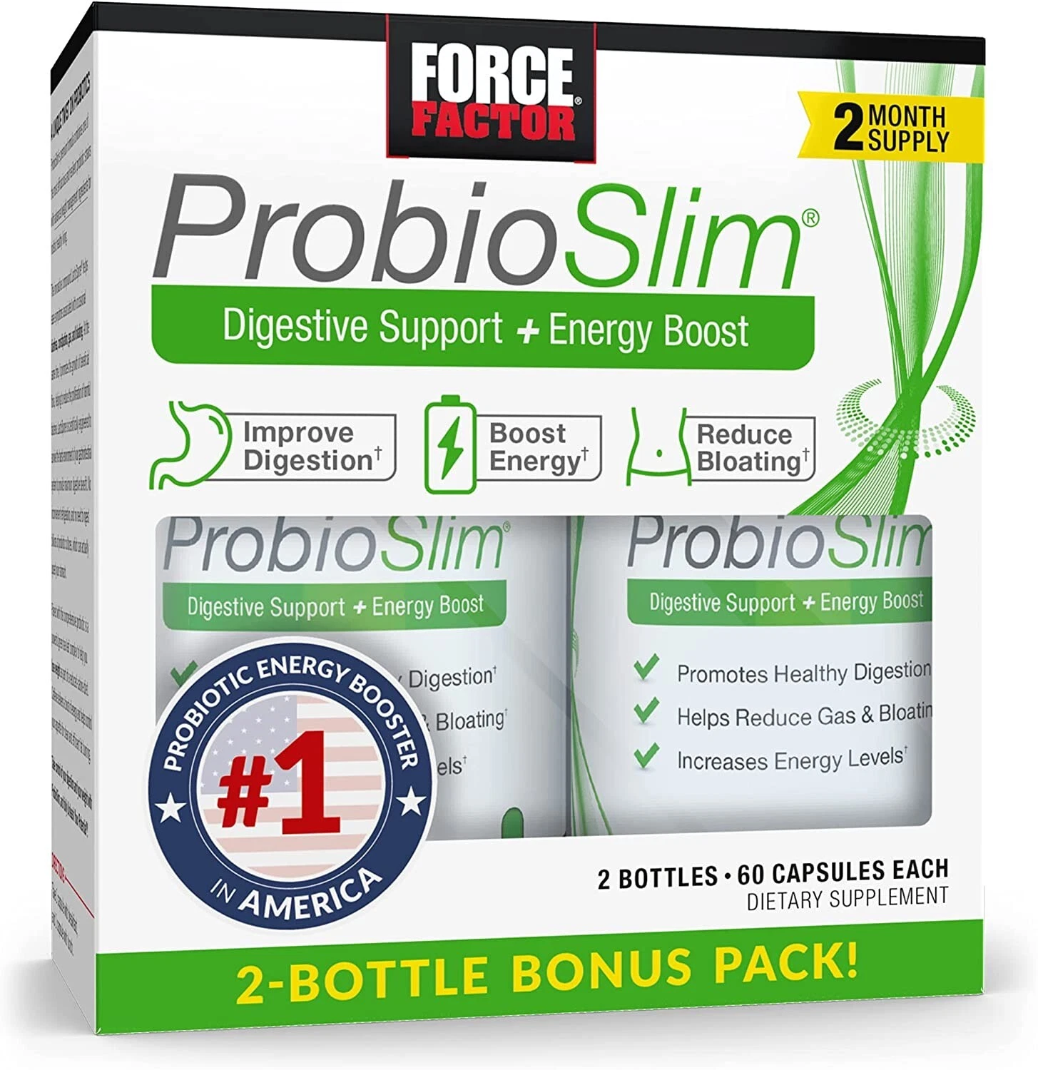 Force Factor ProbioSlim Probiotic Supplement Weight Loss Pills (120 Caps)