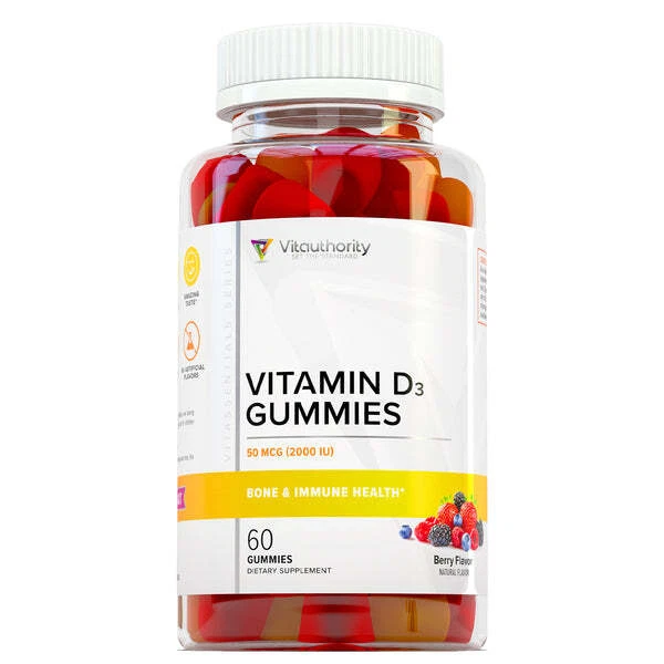 Vitauthority Vitamin D3 Gummies for Bone & Immune Health -Berry 60ct-New!!