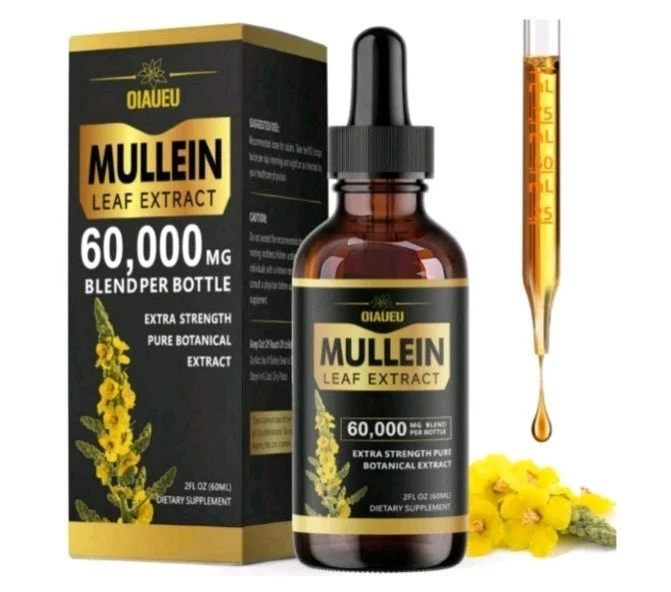 OIAUEU Mullein Drops for Lungs Natural Leaf Extract Respiratory Support Cleanse