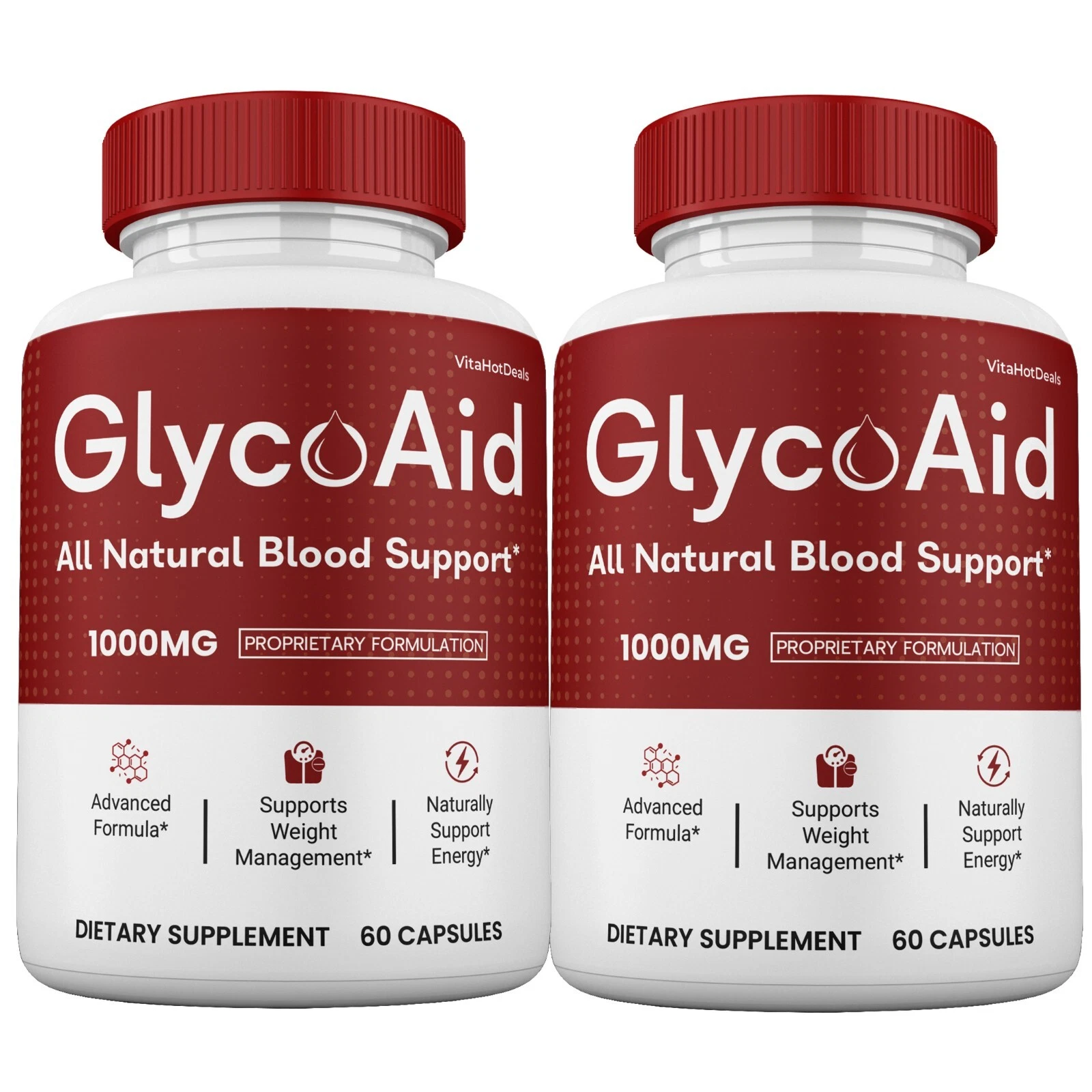 GlycoAid Glycogen Capsules, Glyco Aid Pills Blood Support Supplement (2 pack)