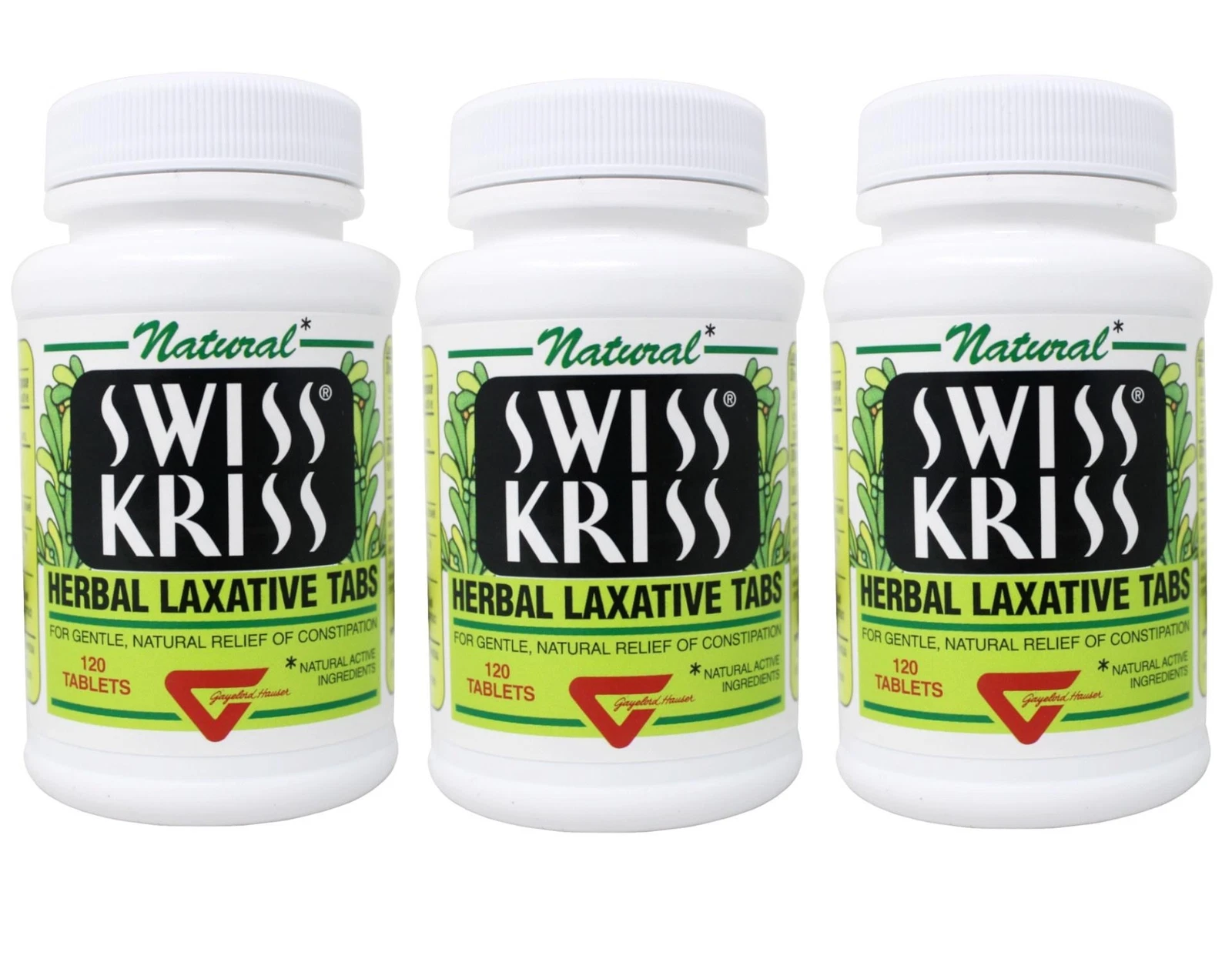 Swiss Kriss Herbal Laxative Tablets, 120 Count - 3 Pack