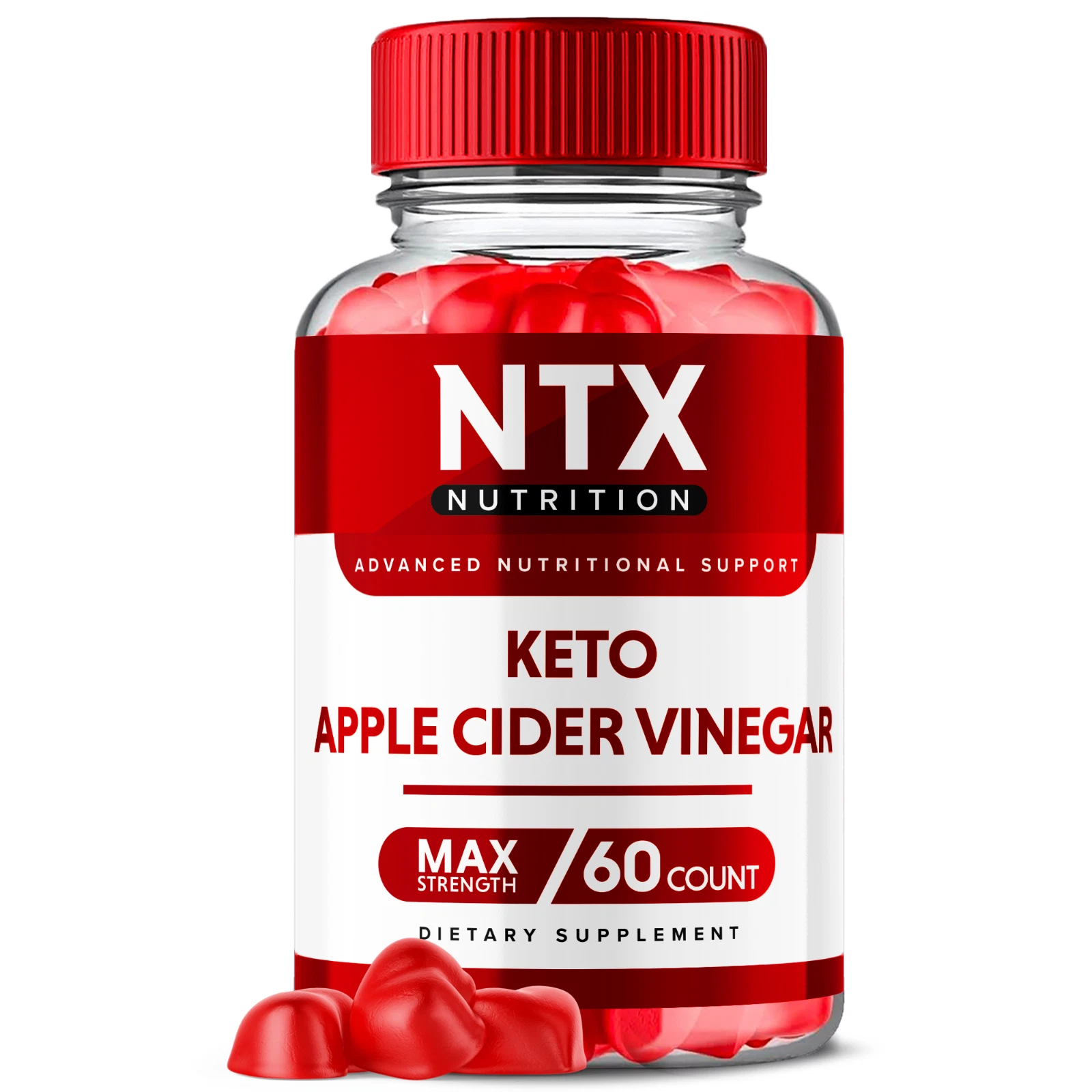 NTX Nutrition Keto Apple Cider Vinegar Gummies Max ACV Strength Supplement 60ct