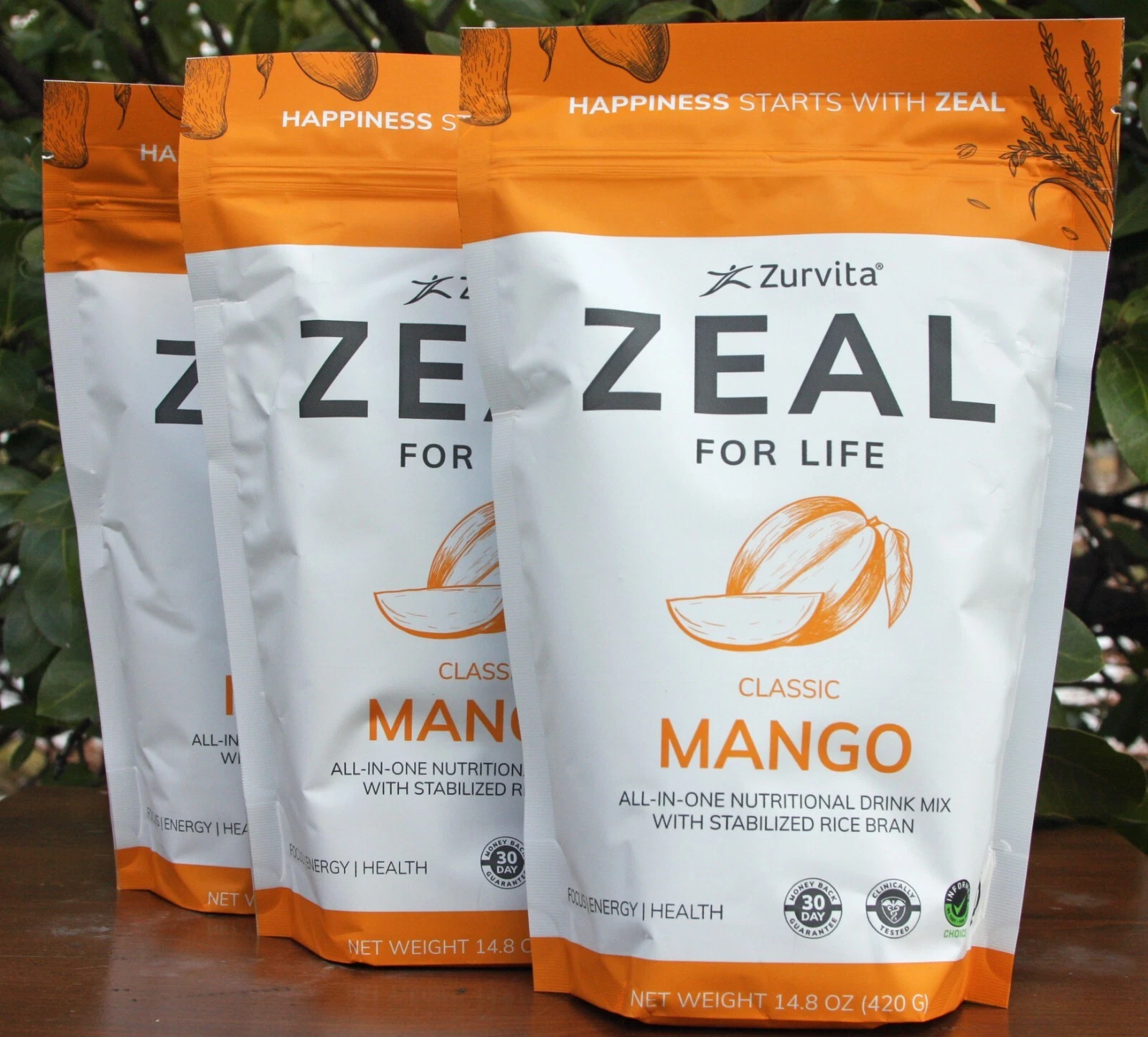 *3-Pack* Zurvita Zeal 30-Day Wellness Bag, (3X) 420 Grams, CLASSIC MANGO