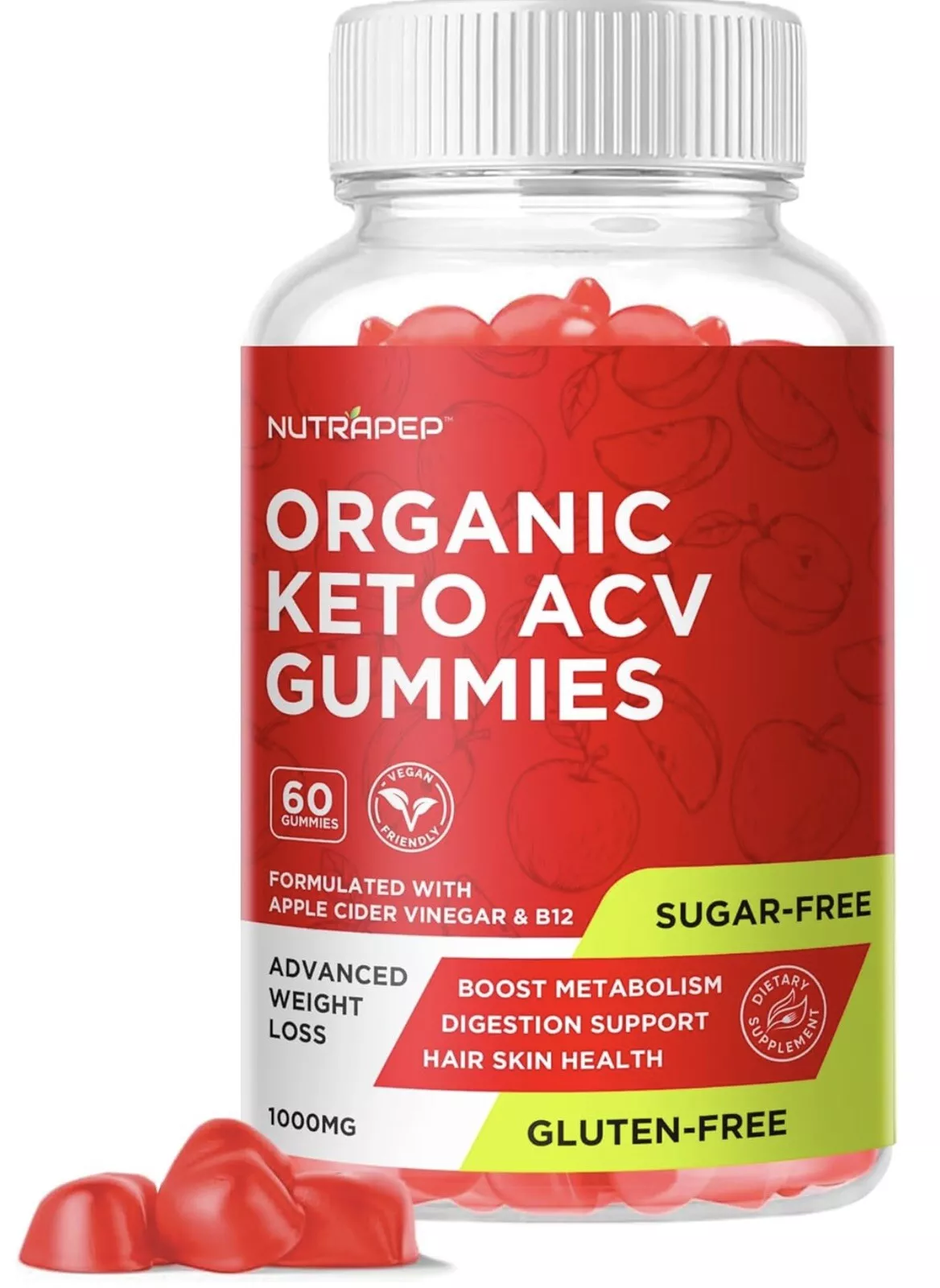 Nutrapep Keto ACV Gummies Extreme Weight Loss - Organic 60 Gummies Exp: 12/2025