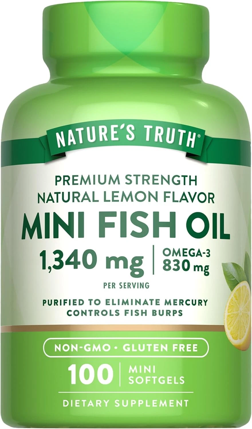 Omega 3 Fish Oil Capsules | 1340mg | 100 Softgels | Non-GMO | by Nature's Truth