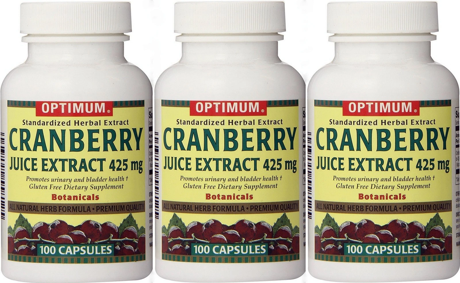 Optimum Cranberry Juice Extract, 425 Mg Capsules, 100ct ( 3 pack ) ^^