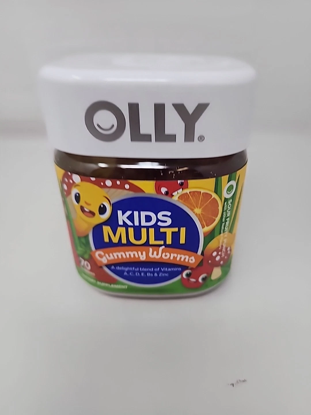Olly Kids Multi Gummy Worms Sour Fruity Punch Flavor 70 Gummies 2pk 1/22