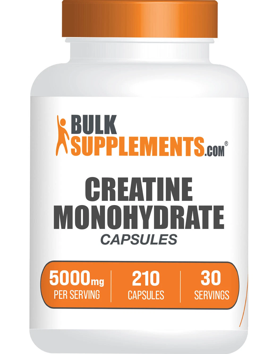 BulkSupplements Creatine Monohydrate Capsules - 5g per Serving - 210 Capsules