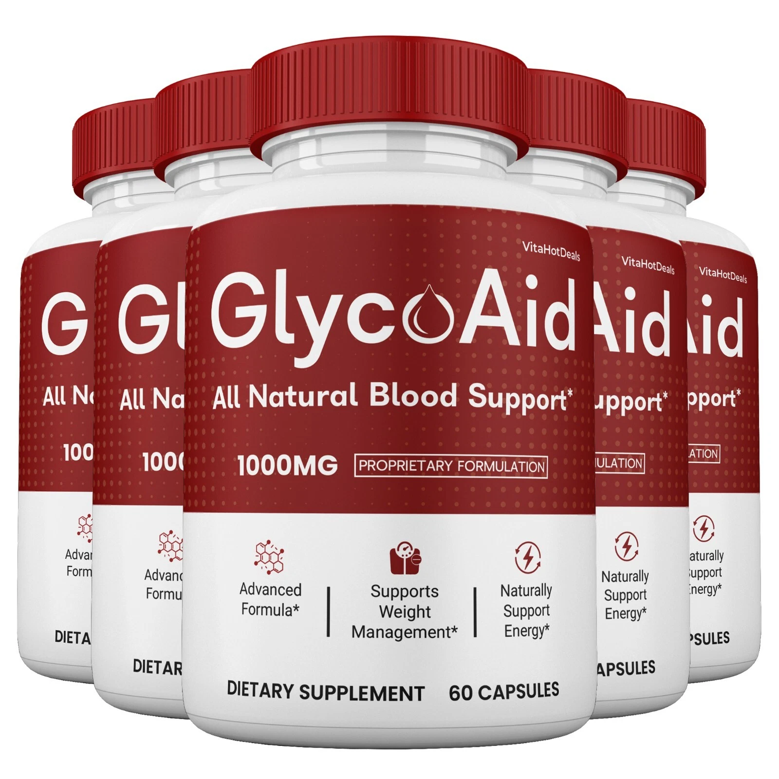 GlycoAid Glycogen Capsules, Glyco Aid Pills Blood Support Supplement (5 pack)