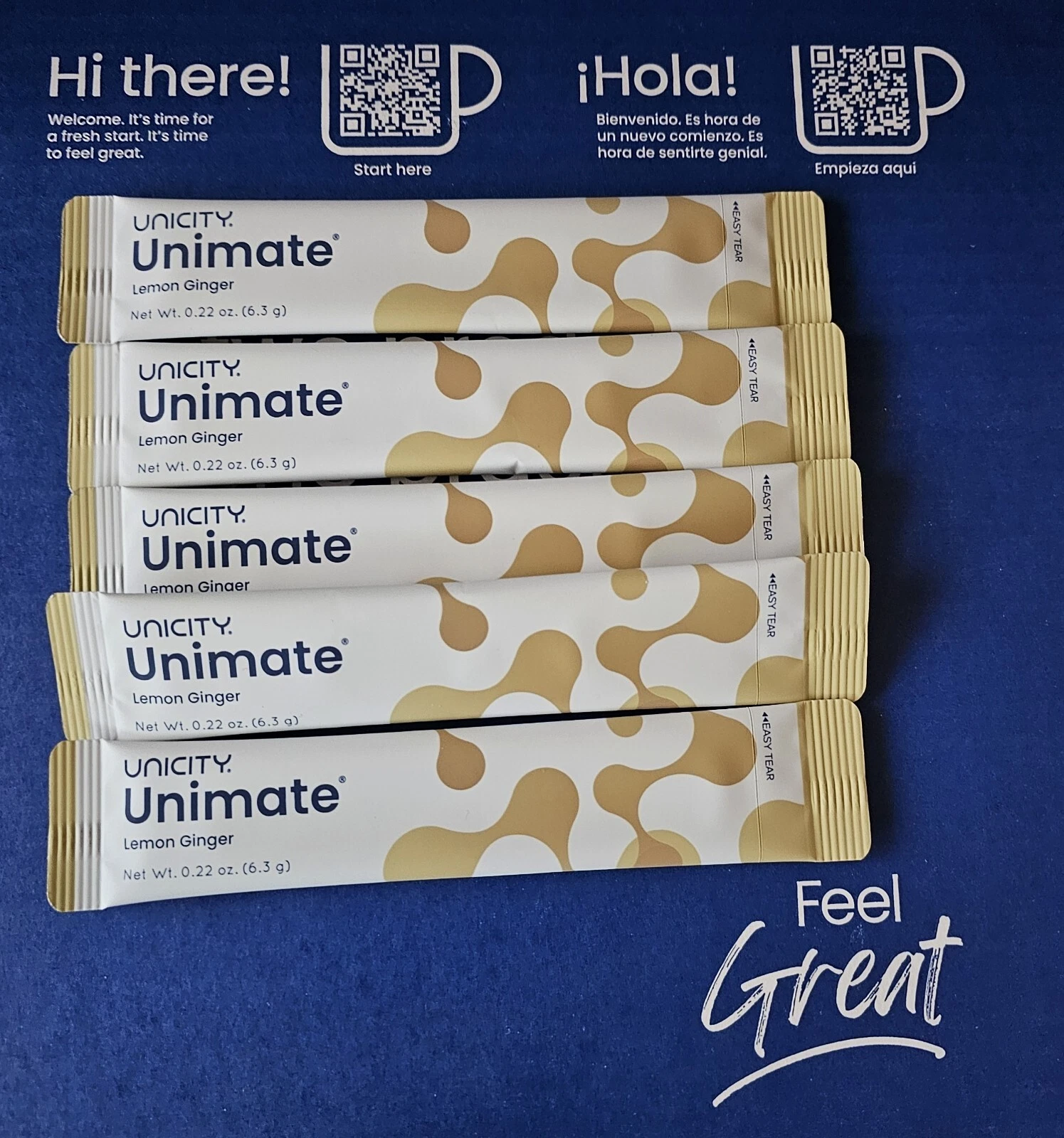 Unicity Feel Great Unimate Fasting System - 5 packs of Lemon Ginger Flavor