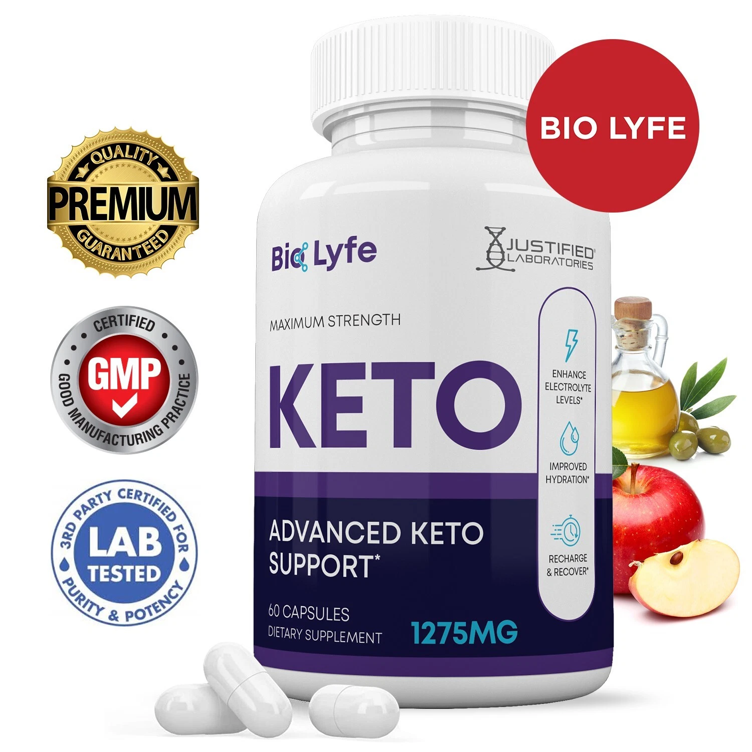 Bio Lyfe Keto ACV Pills 1275mg Alternative to Gummies Dietary Supplement 60