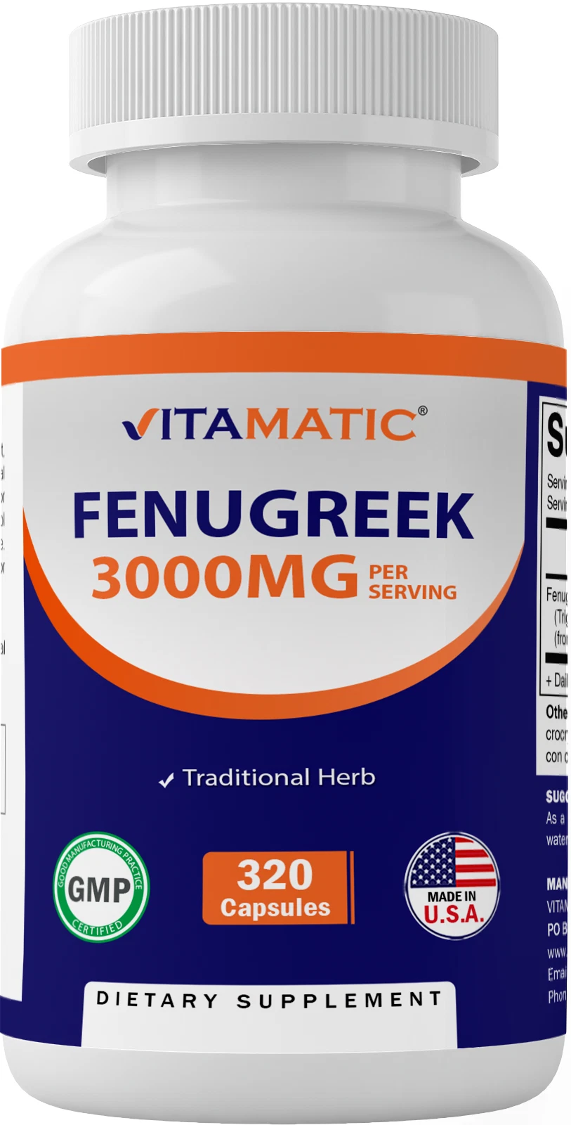 Vitamatic Fenugreek Capsules Extra Strength 3000 mg- 320 Vegetarian Capsules