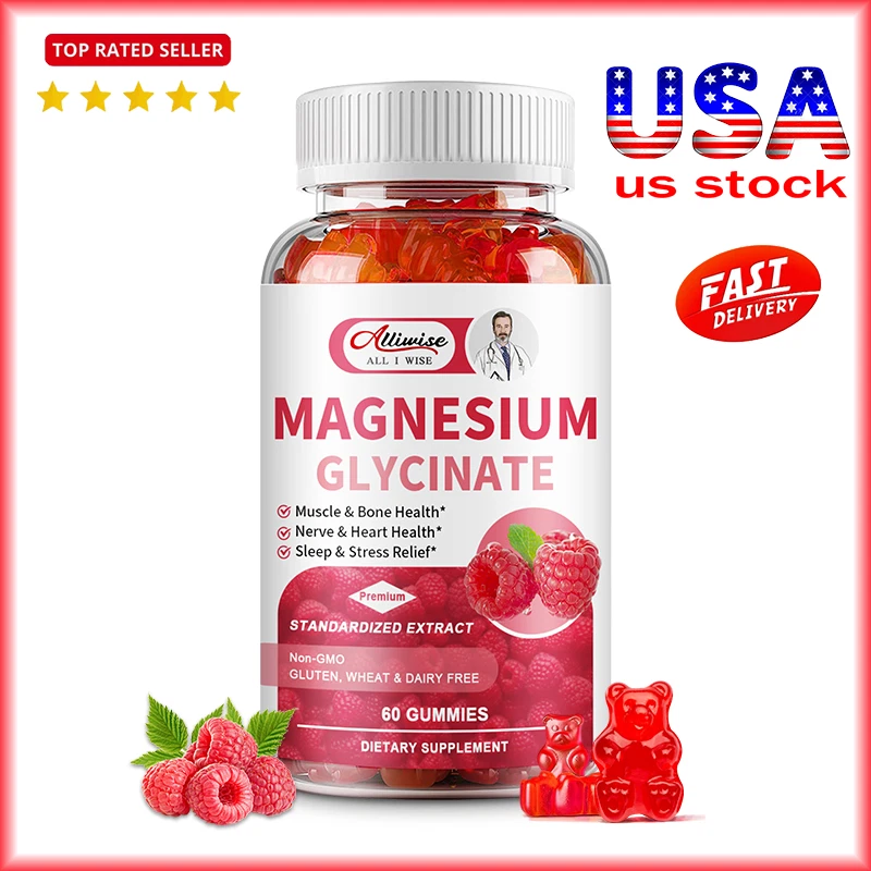 Magnesium Glycinate Gummies 60pcs,Support Muscle,Bone,Nerve,Heart,Sleep Health