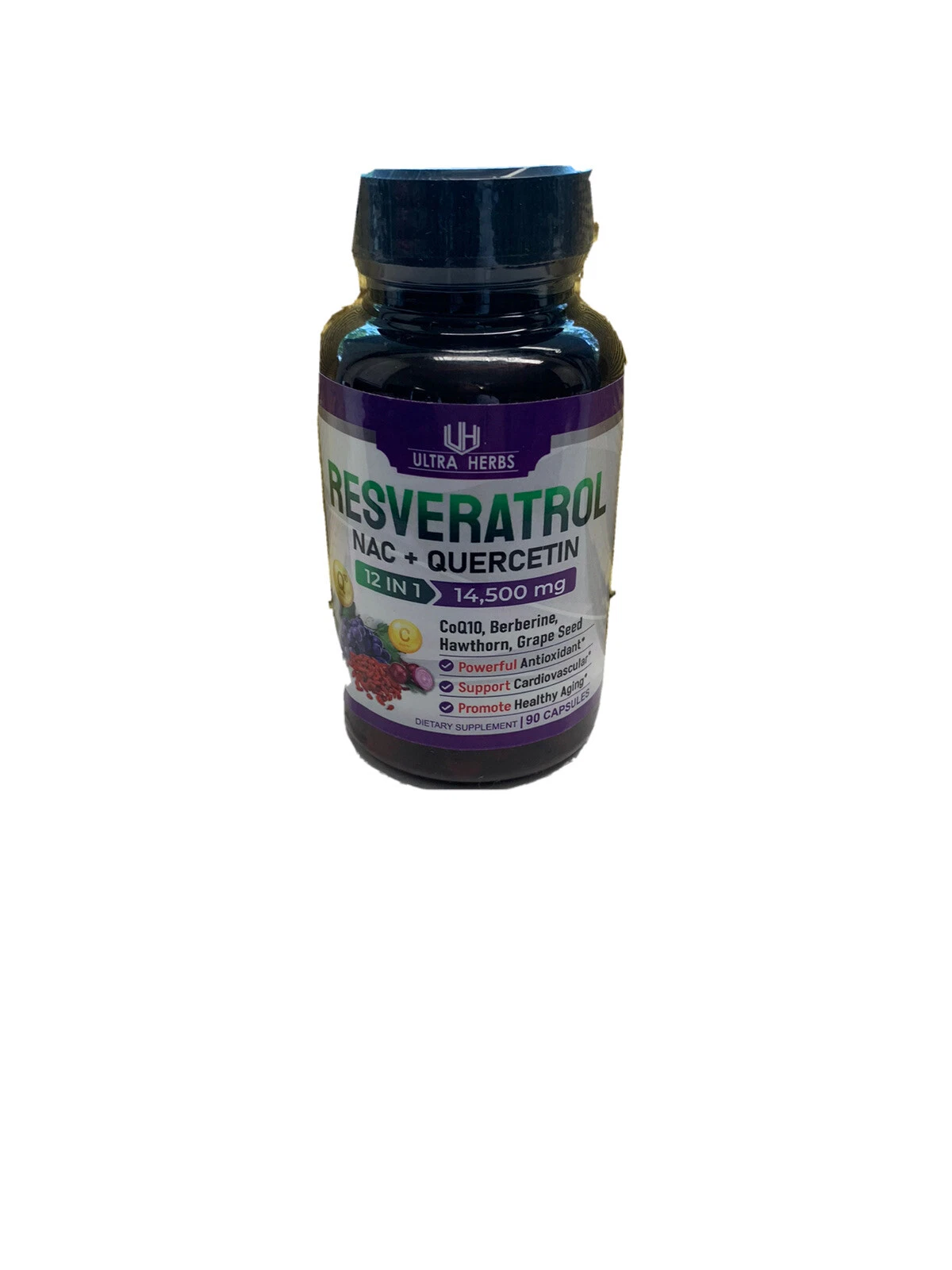 [204383316640] Ultra Herbs Resveratrol, NAC, Quercetin, Berberine, CoQ10, Hawthorne, Grape Seed
