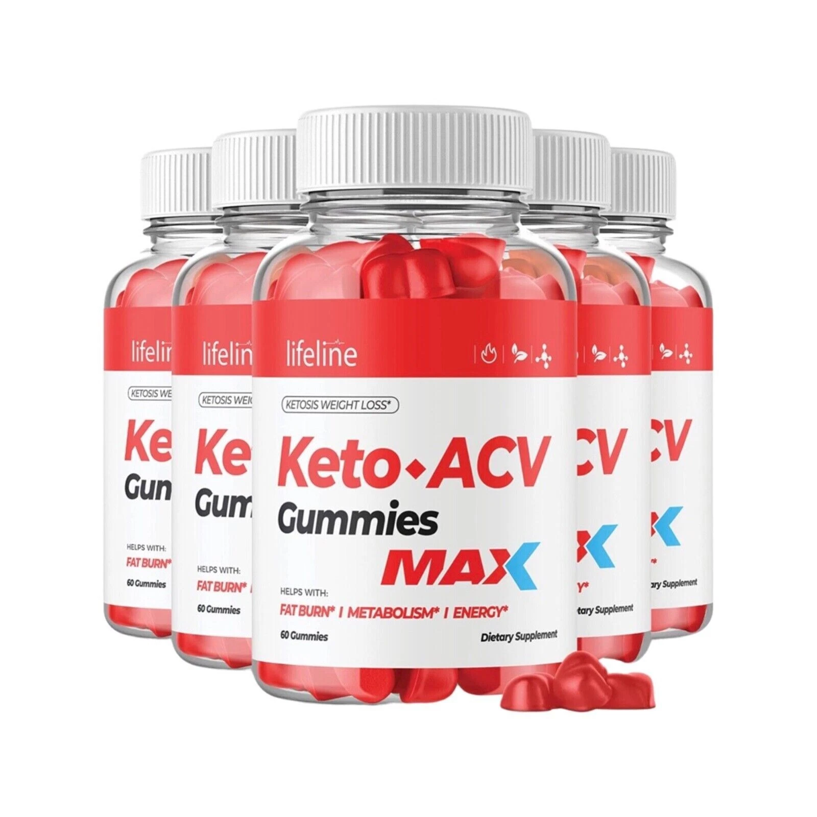 5-Pack Lifeline Keto Max Gummies Nutrients Collagen Bamboo 300 Gummys